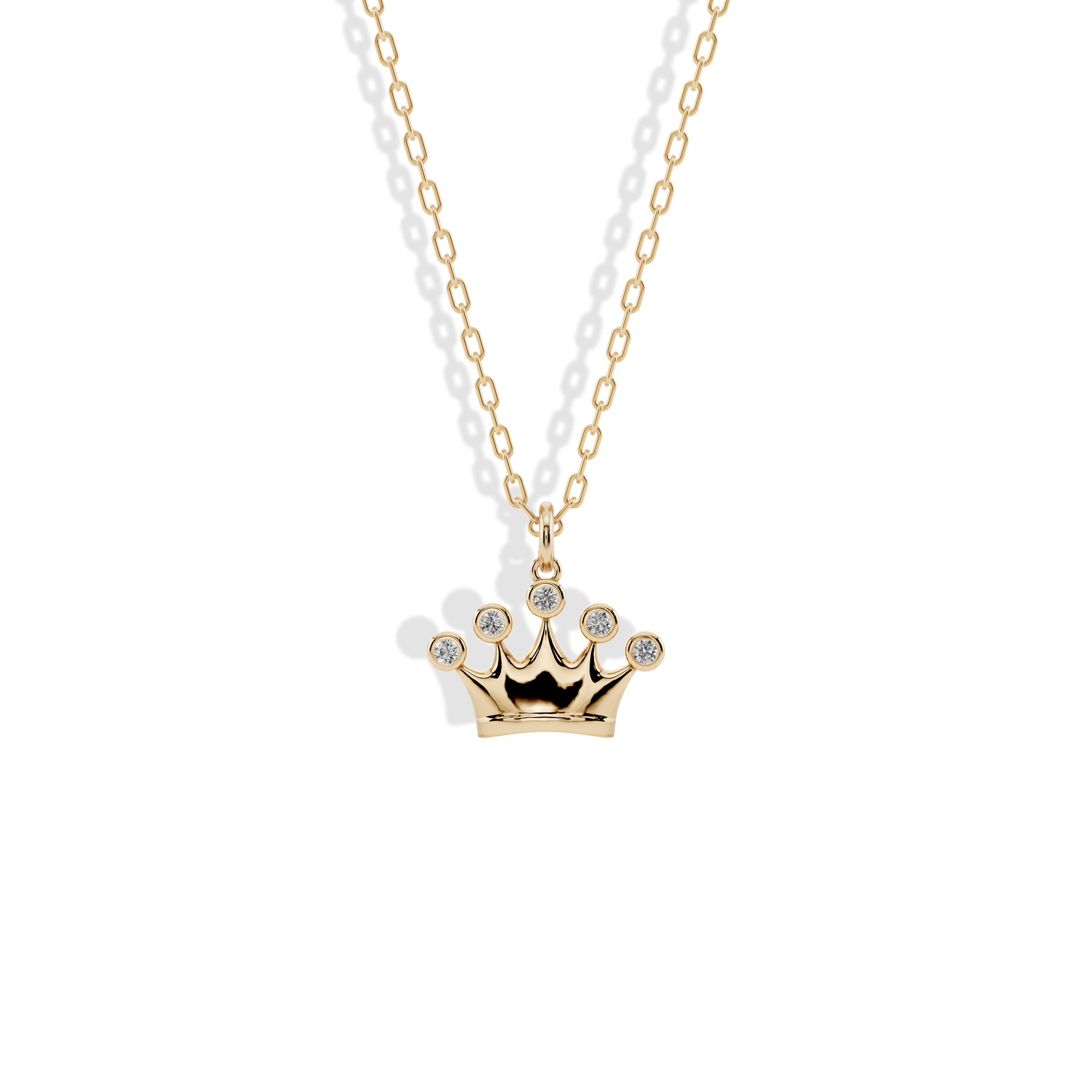 Stone Crown Pendant Necklace 14K Gold / Silver