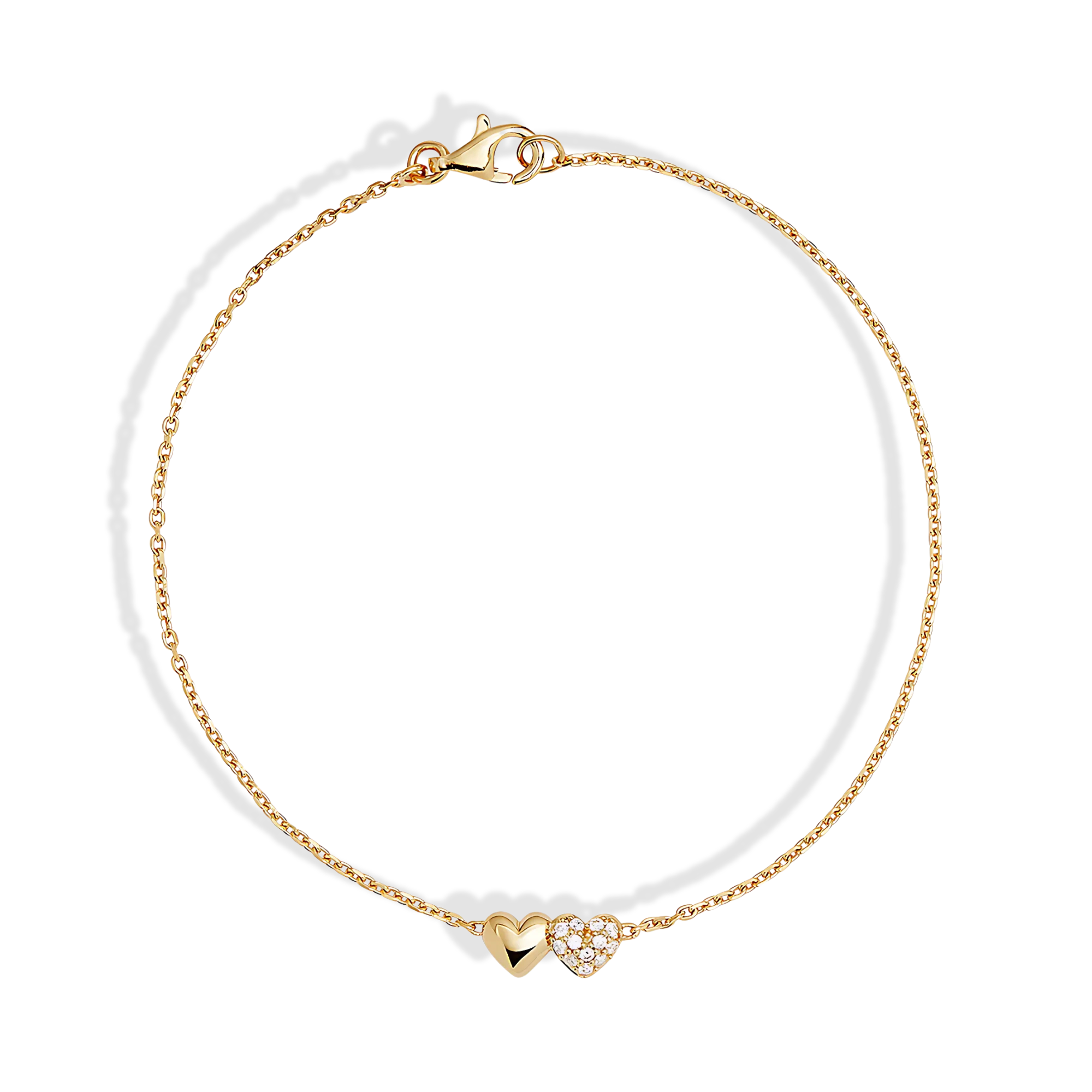 Stony Heart Love Bracelet CZ 14K Gold