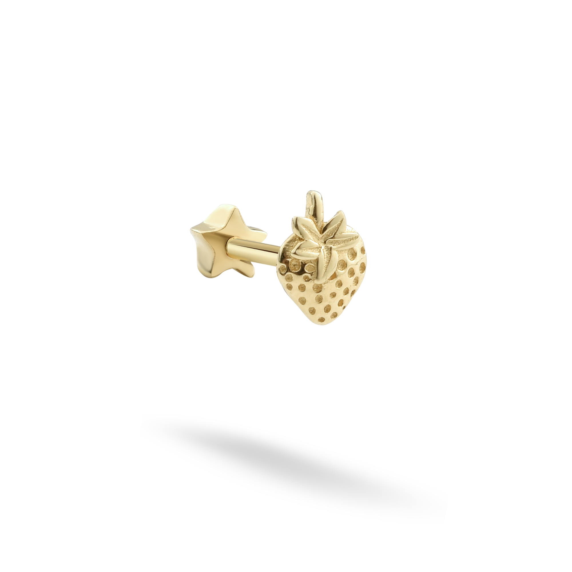 Strawberry Flatback Ear Piercing 14K Gold