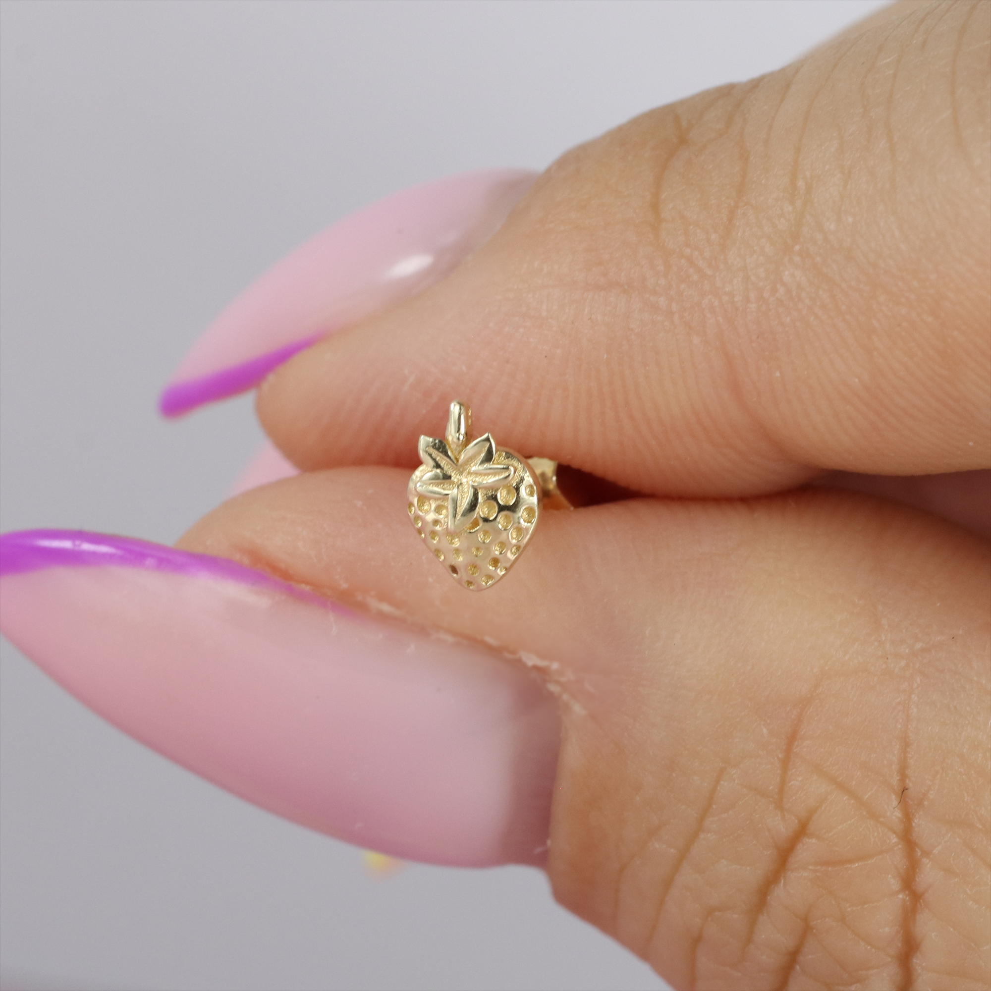 Strawberry Flatback Ear Piercing 14K Gold