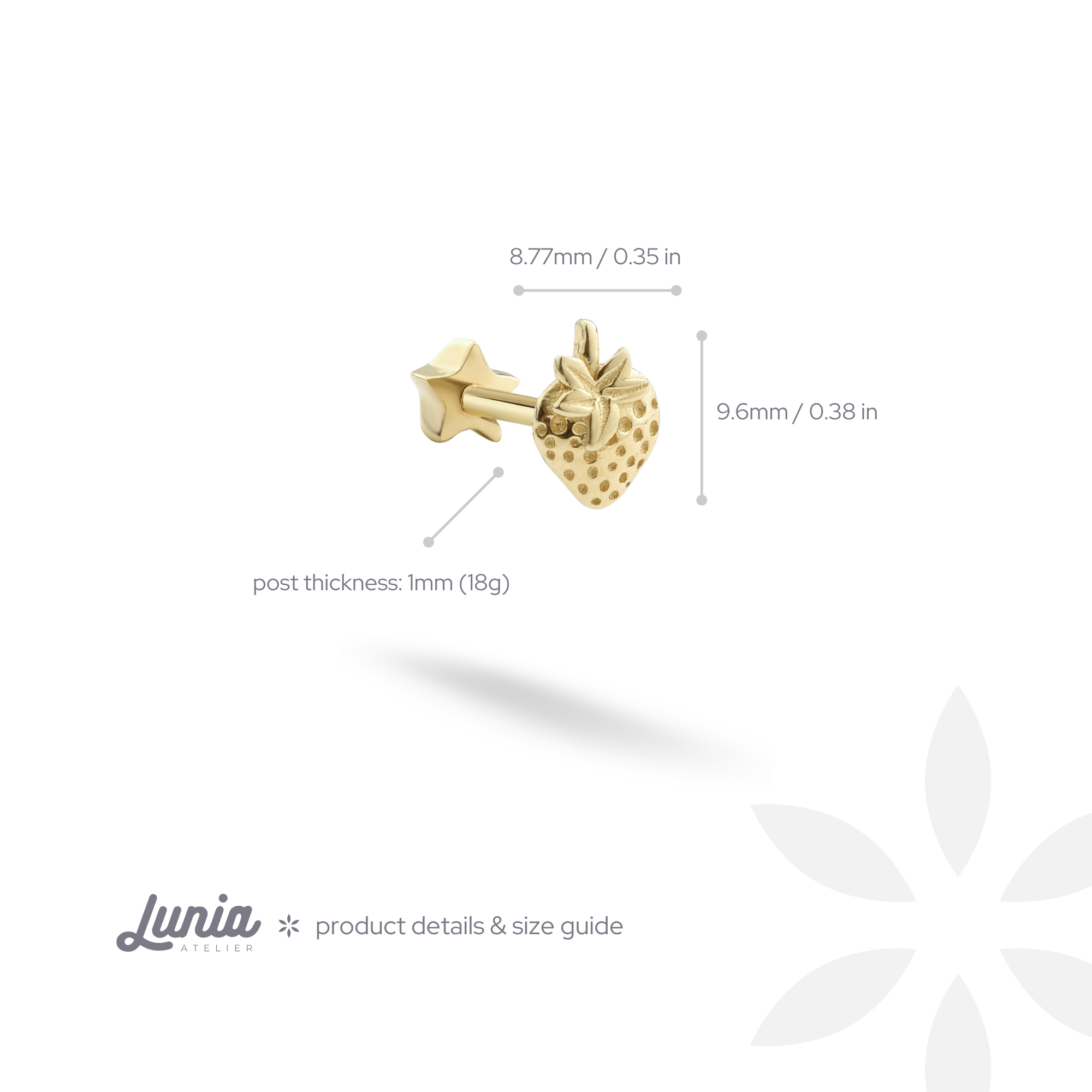 Strawberry Flatback Ear Piercing 14K Gold