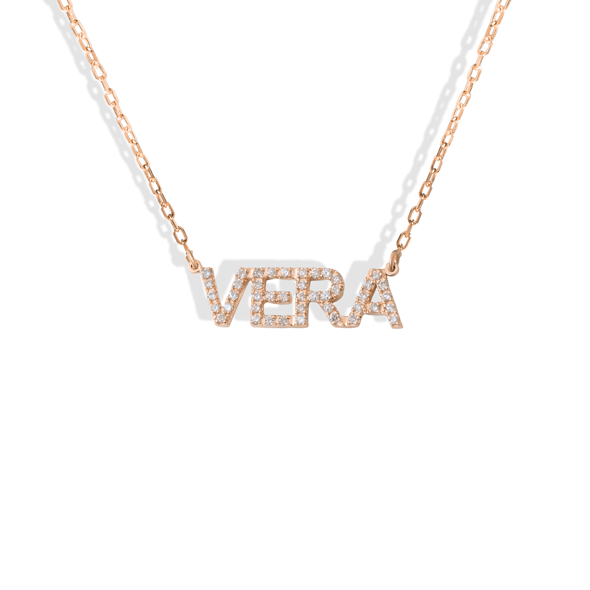 Style Personalized Diamond Name Custom CZ Stone Necklace 14K Gold