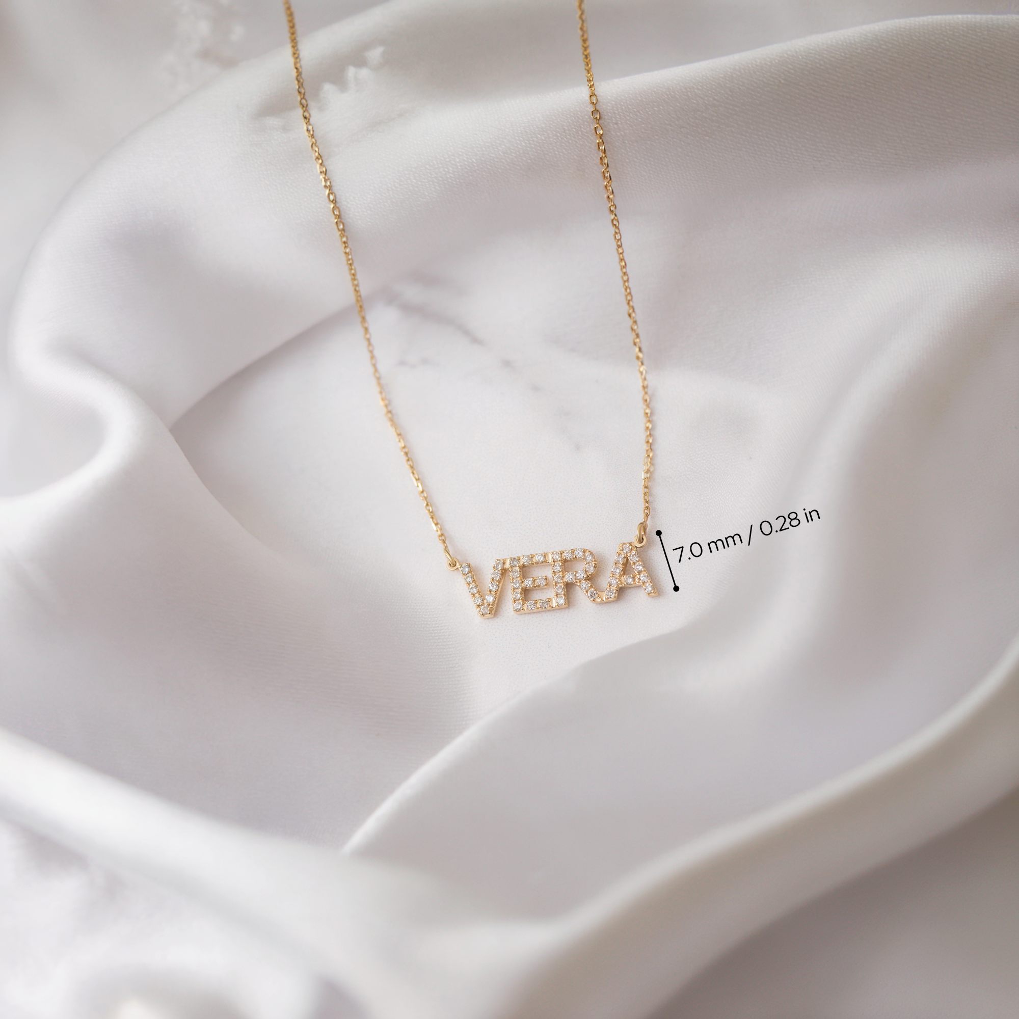 Style Personalized Diamond Name Custom CZ Stone Necklace 14K Gold