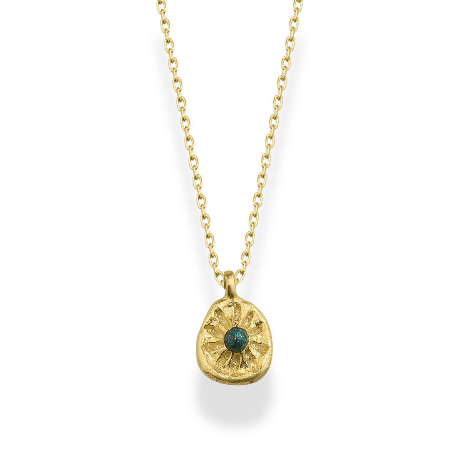 Sun Green Stone Necklace 14k Gold
