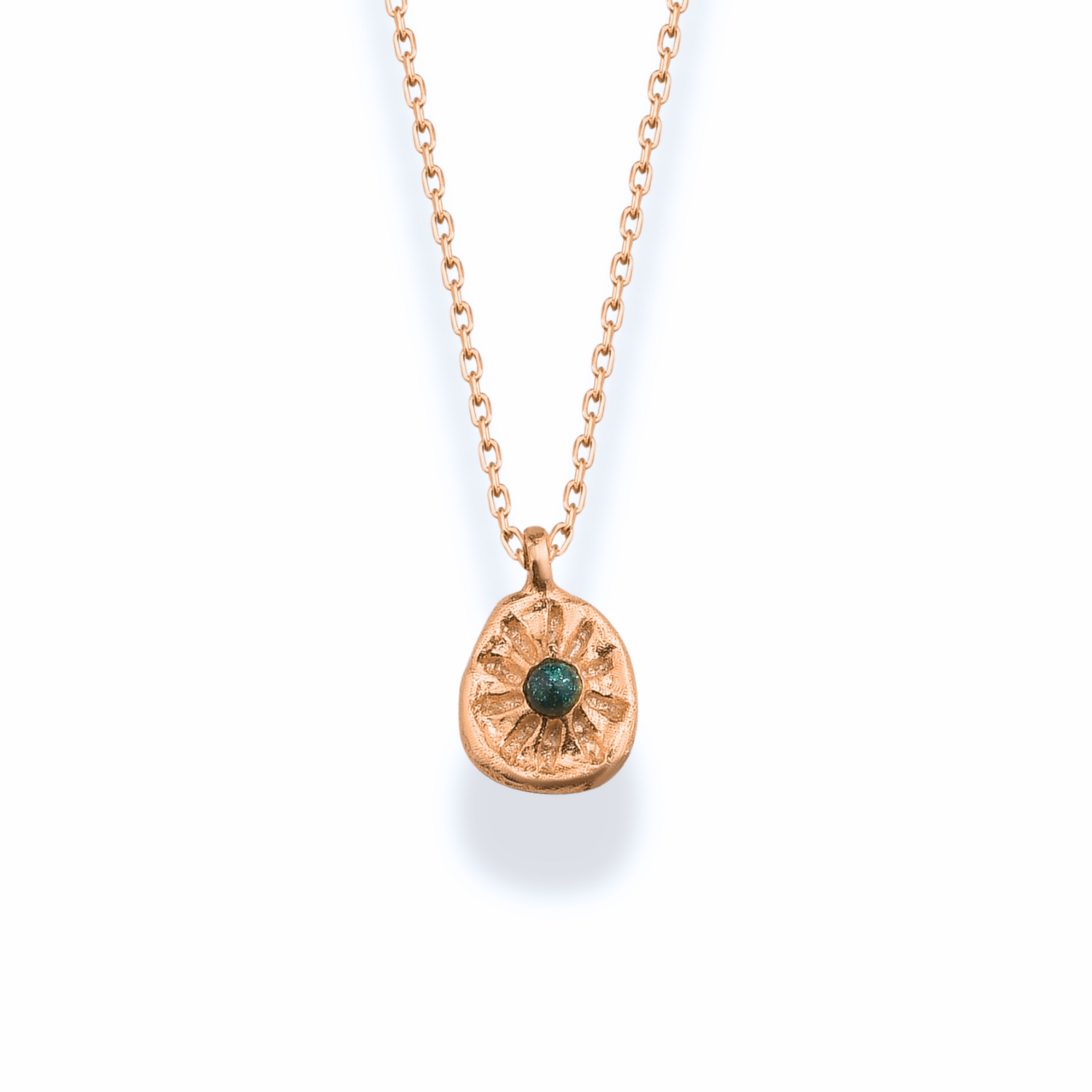 Sun Green Stone Necklace 14k Gold