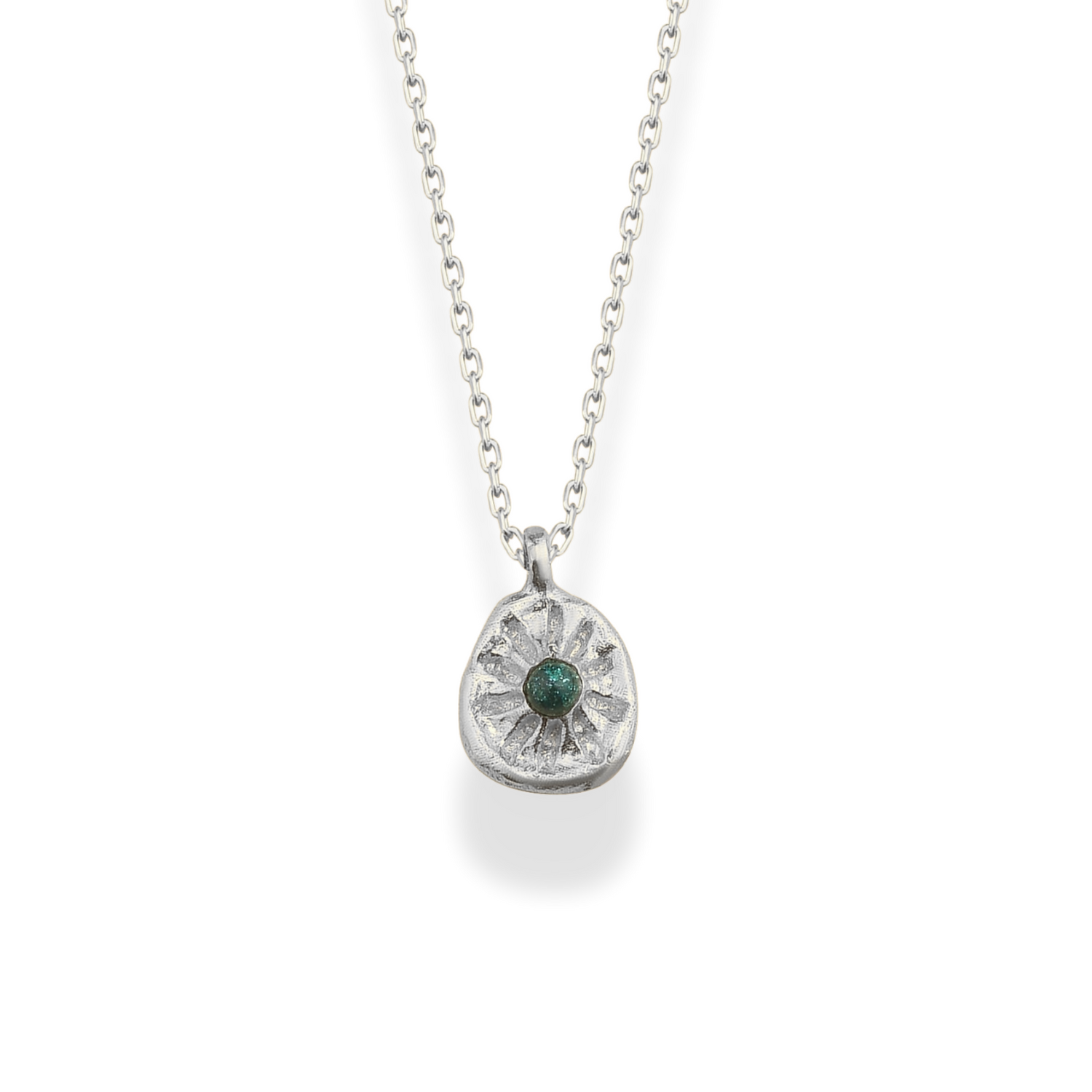 Sun Green Stone Necklace 14k Gold