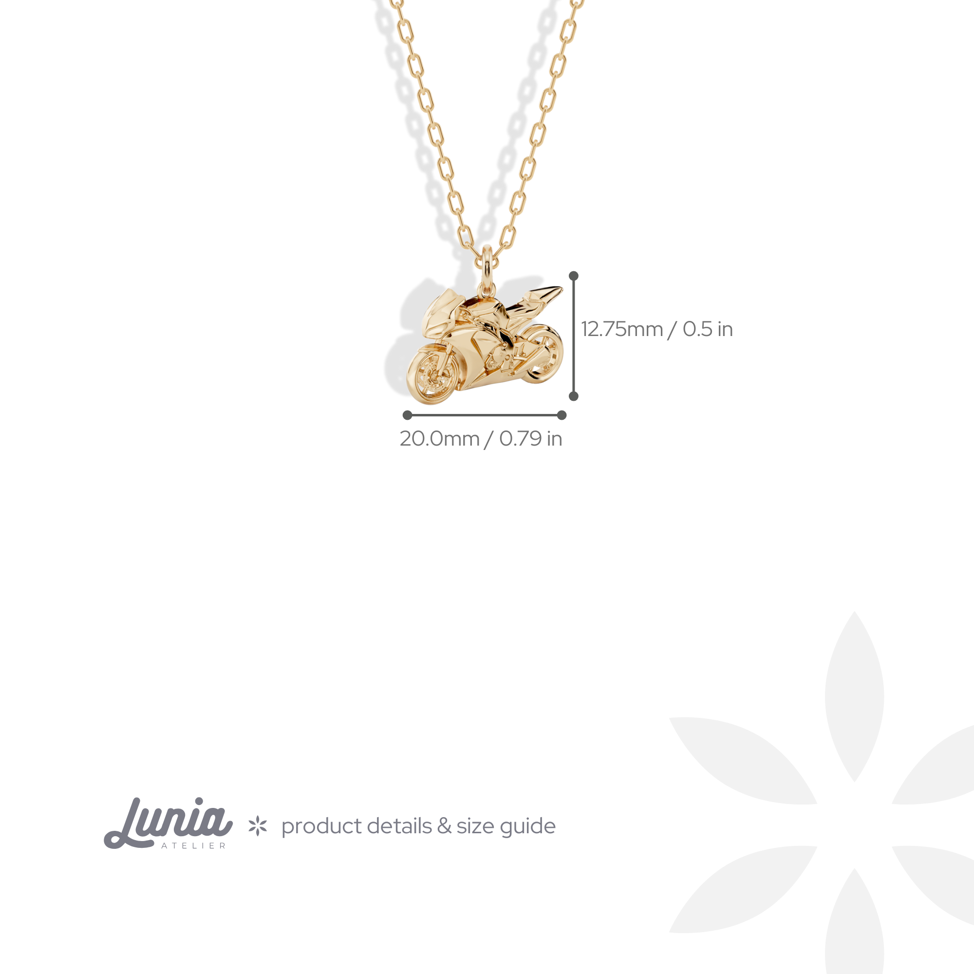 Superbike Diecast Model Motorcycle Necklace 14K Gold / Silver