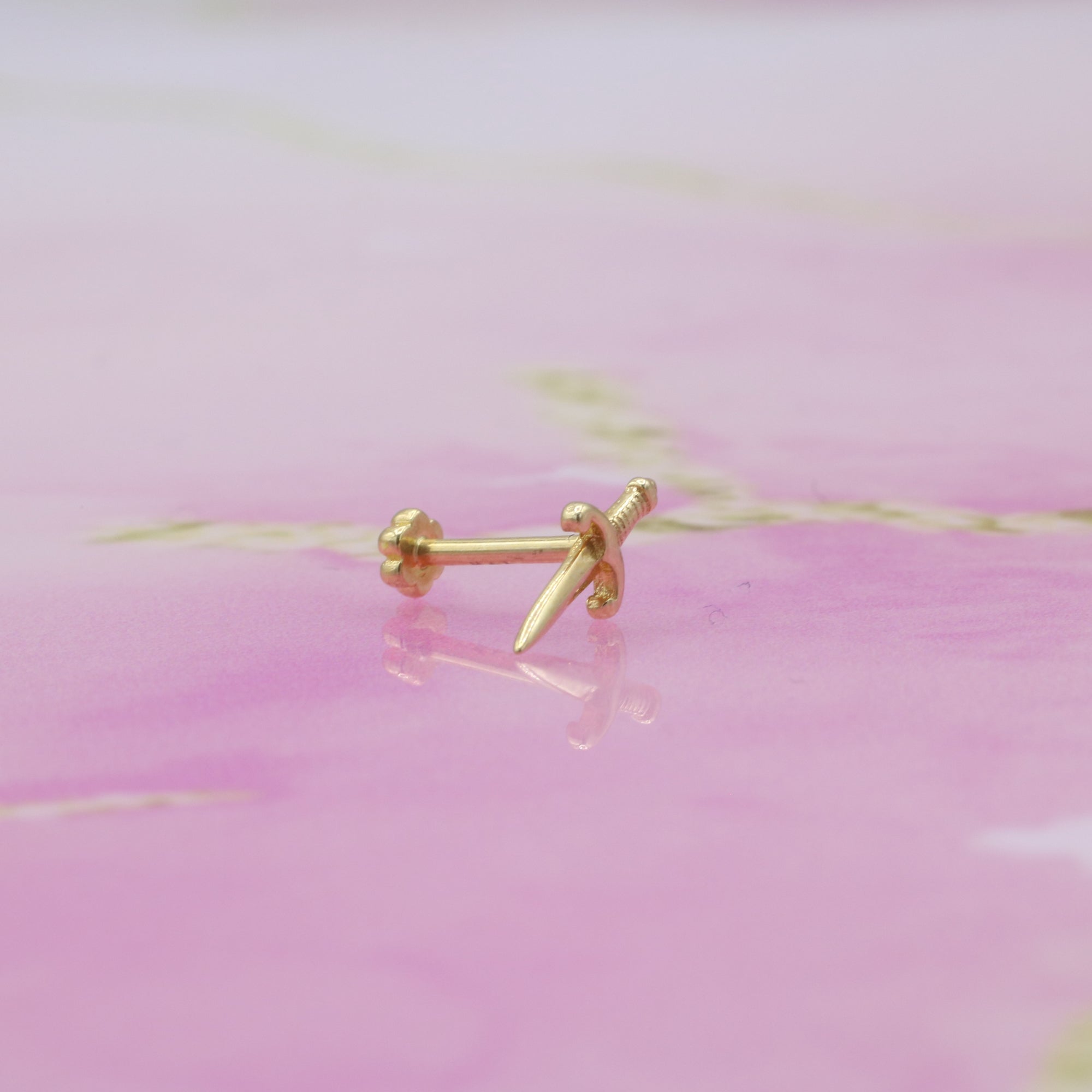 Sword Flatback Ear Piercing 14K Gold