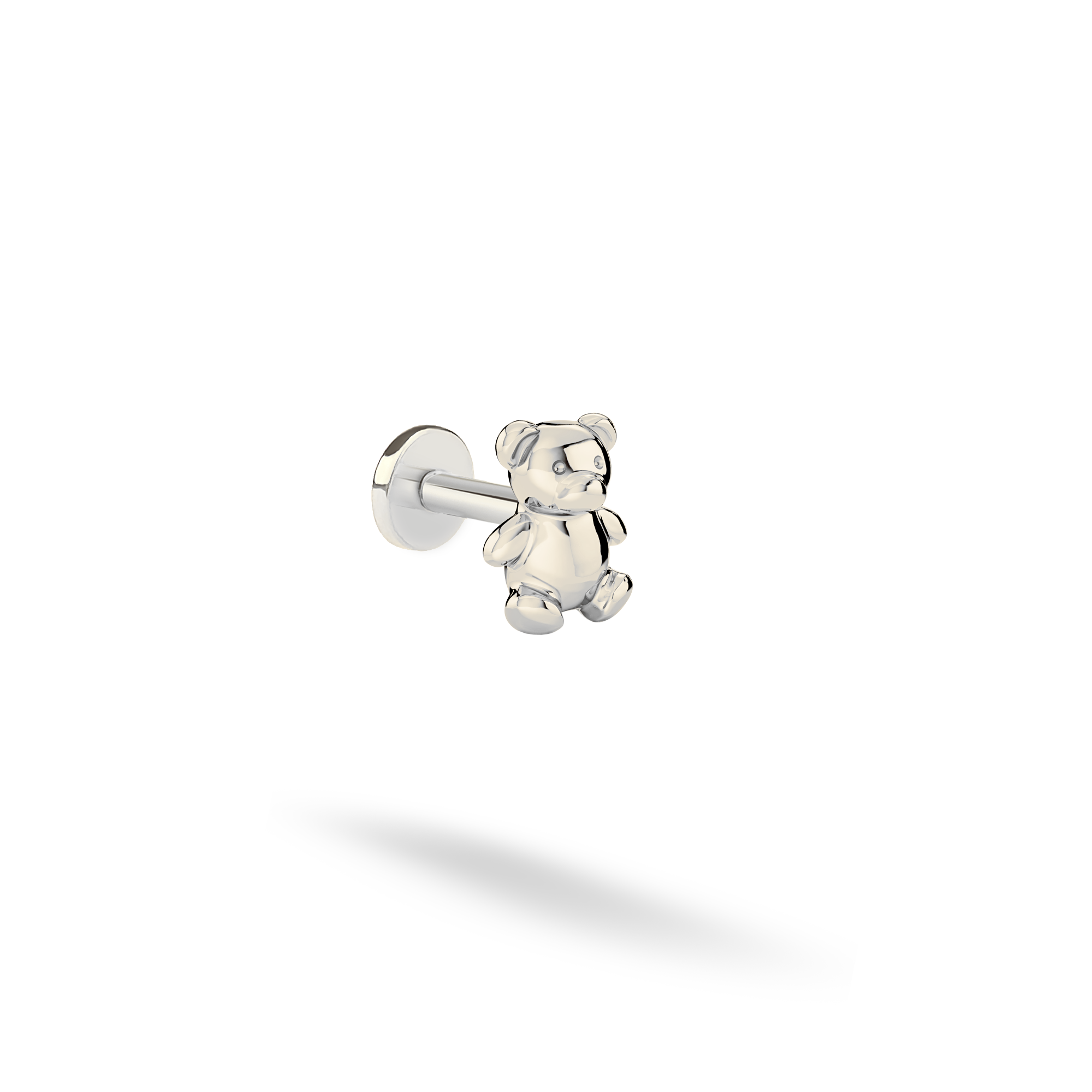 Teddy Bear Flatback Ear Piercing 14K Gold / Silver