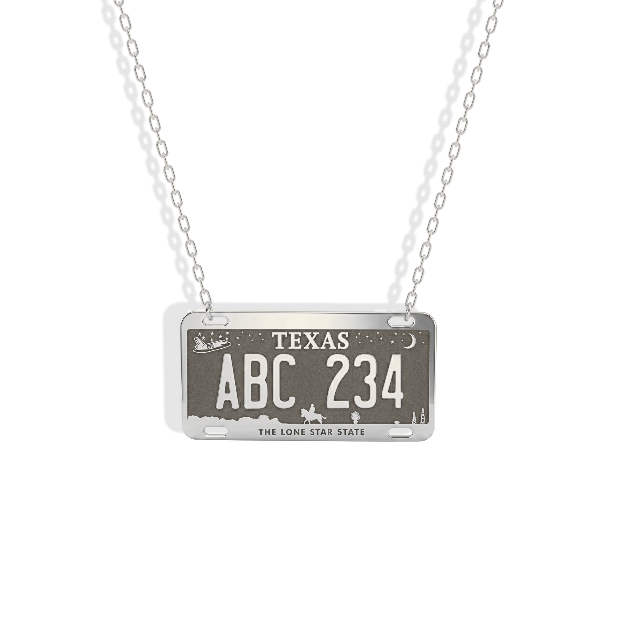 Texas Car License Plate Custom Necklace 14K Gold / Silver