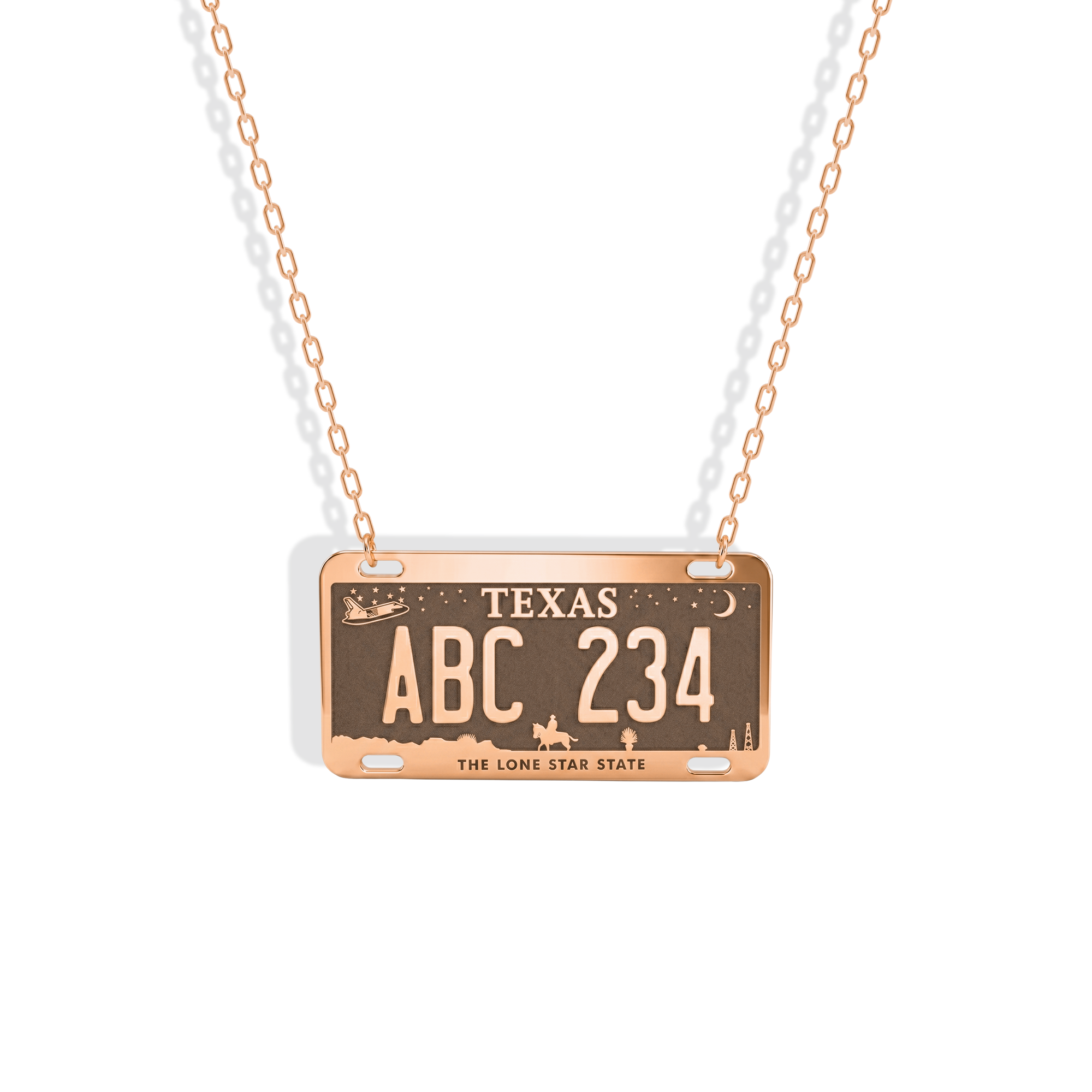 Texas Car License Plate Custom Necklace 14K Gold / Silver