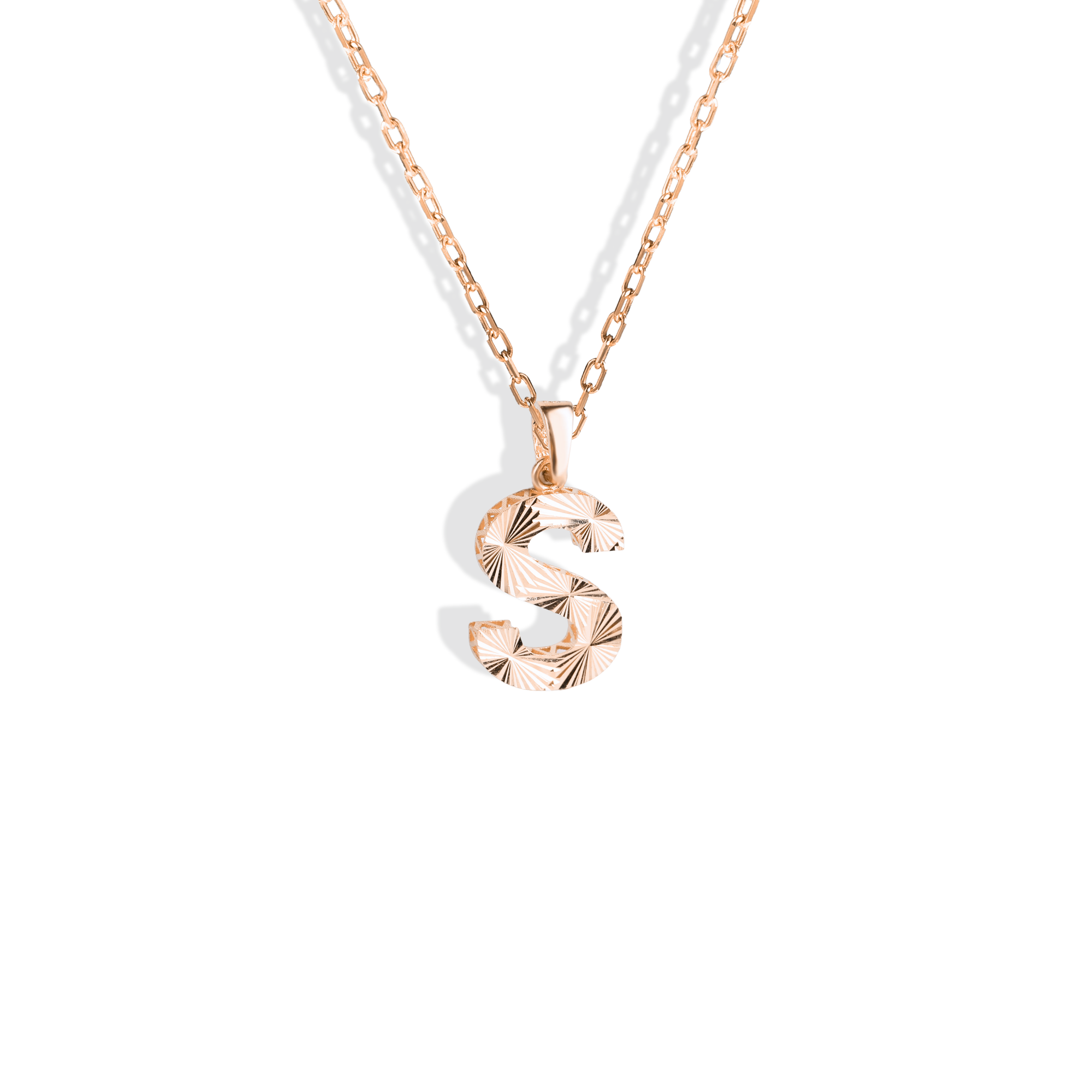 Textured Initial Letter Custom Necklace 14K Gold
