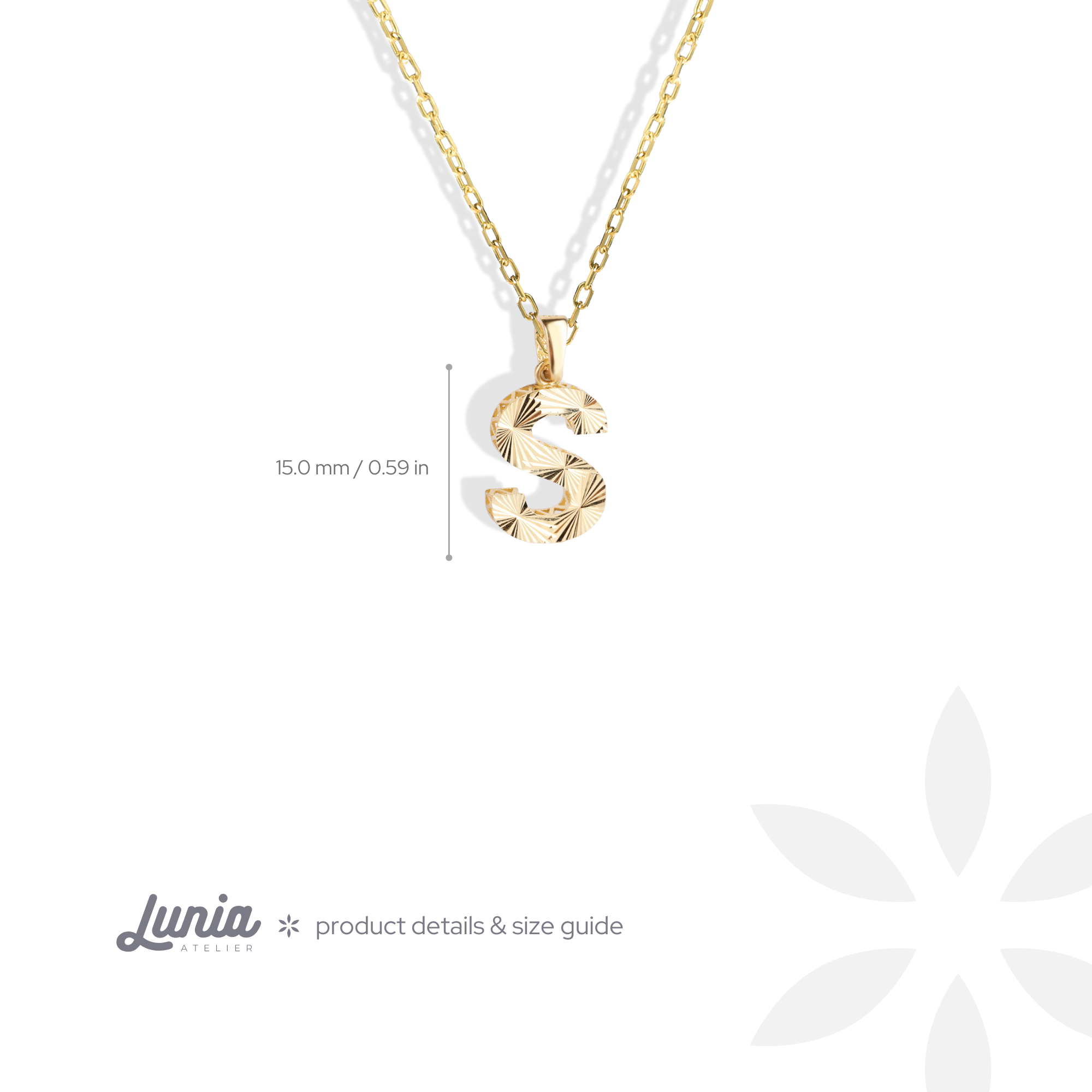 Textured Initial Letter Custom Necklace 14K Gold