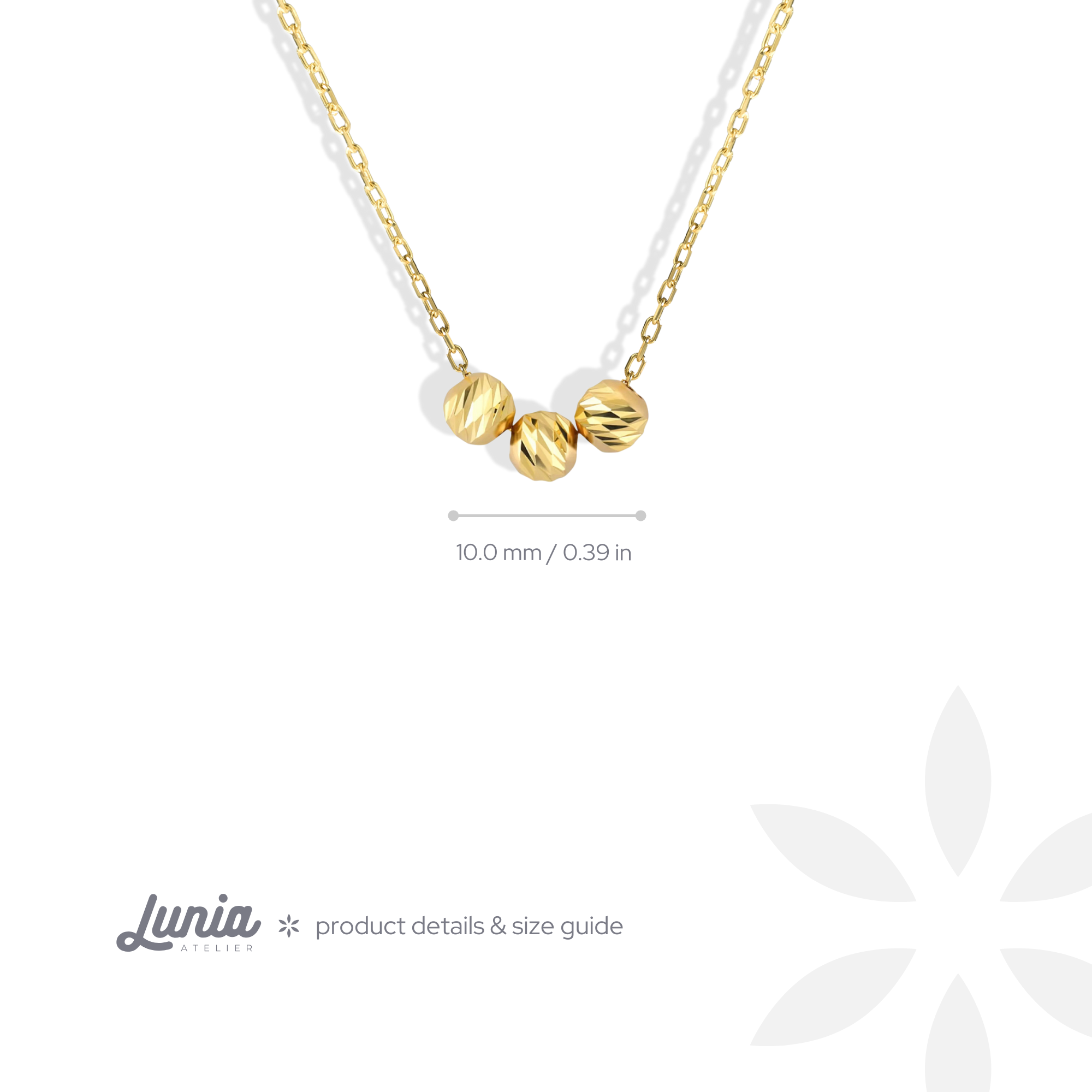 Three Ball Dorika Necklace 14K Gold
