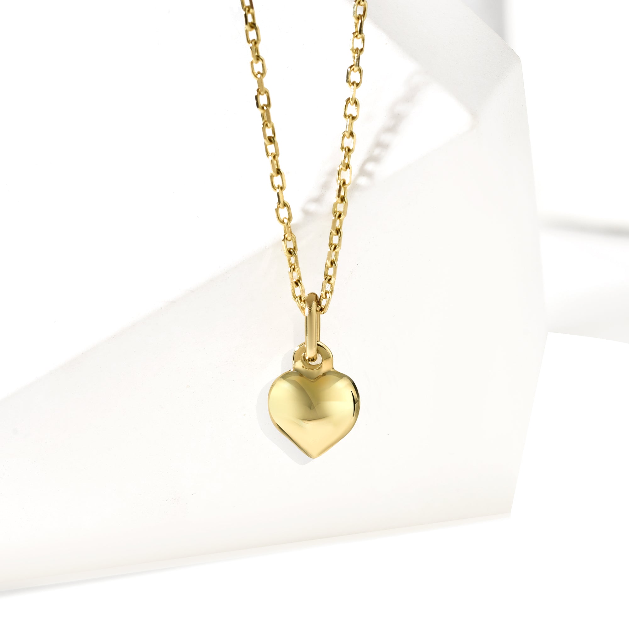 Three Dimensional Mini Heart Necklace 14K Gold