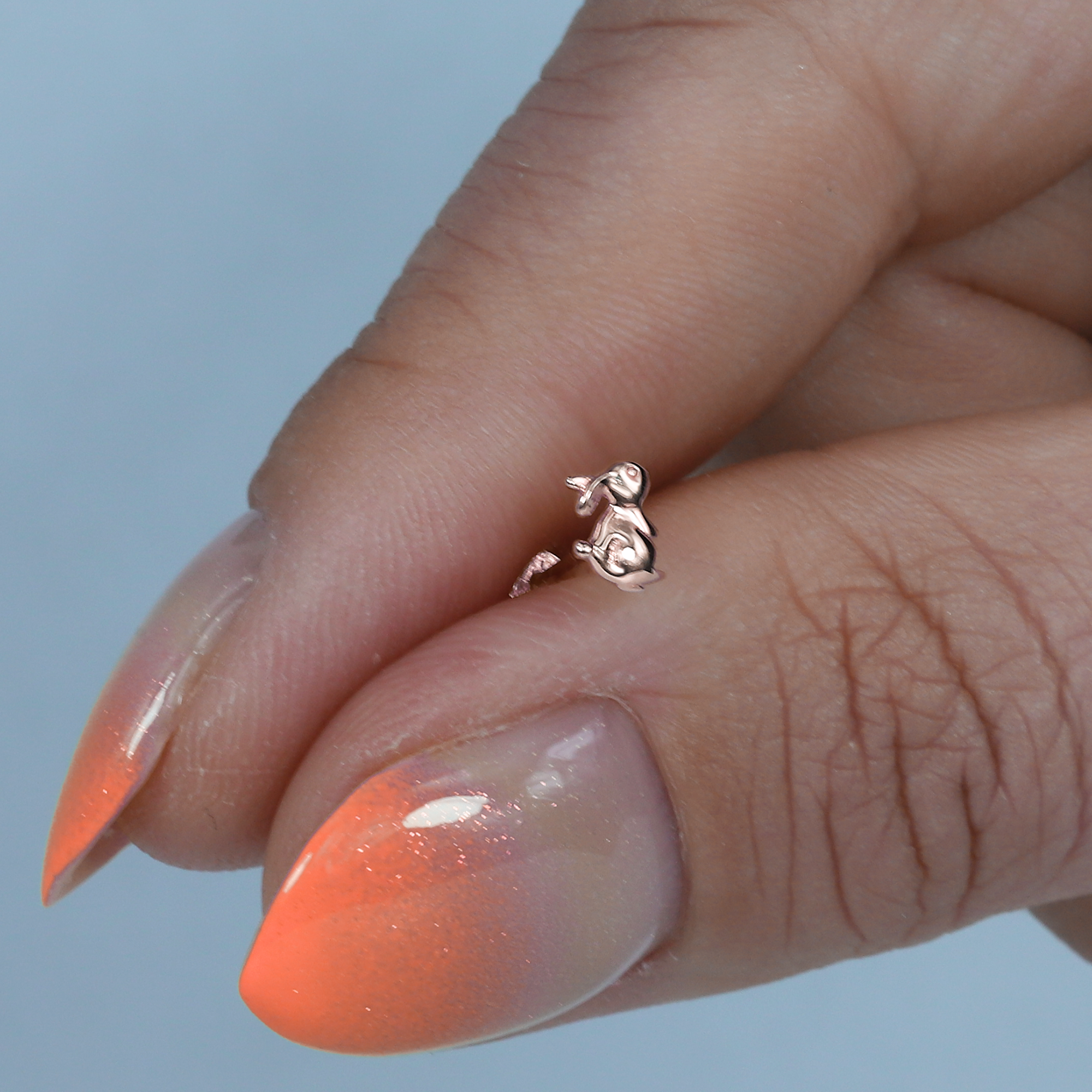 Bunny Rabbit Flatback Ear Piercing 14K Gold