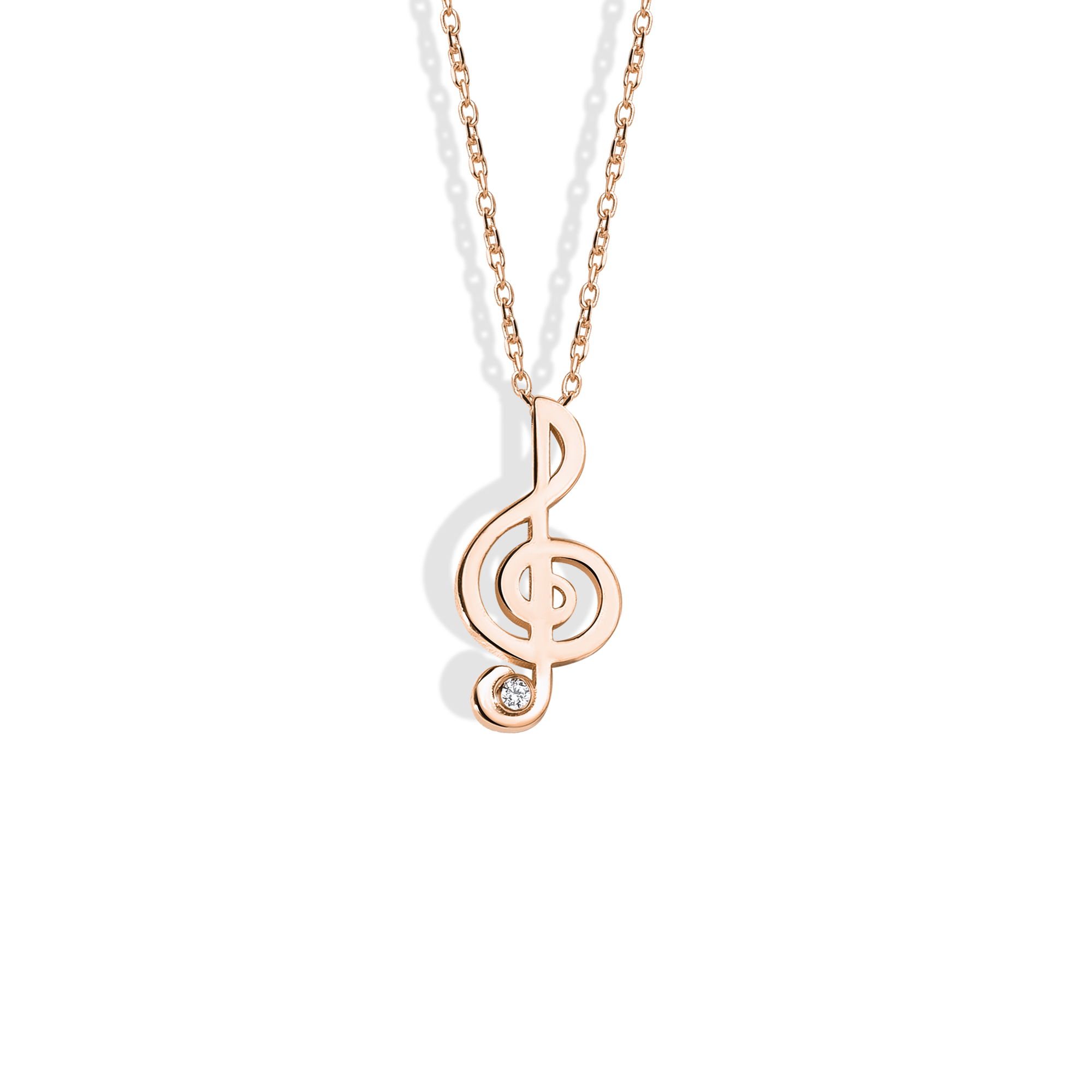 Treble Clef Necklace Diamond 14K Gold / Silver