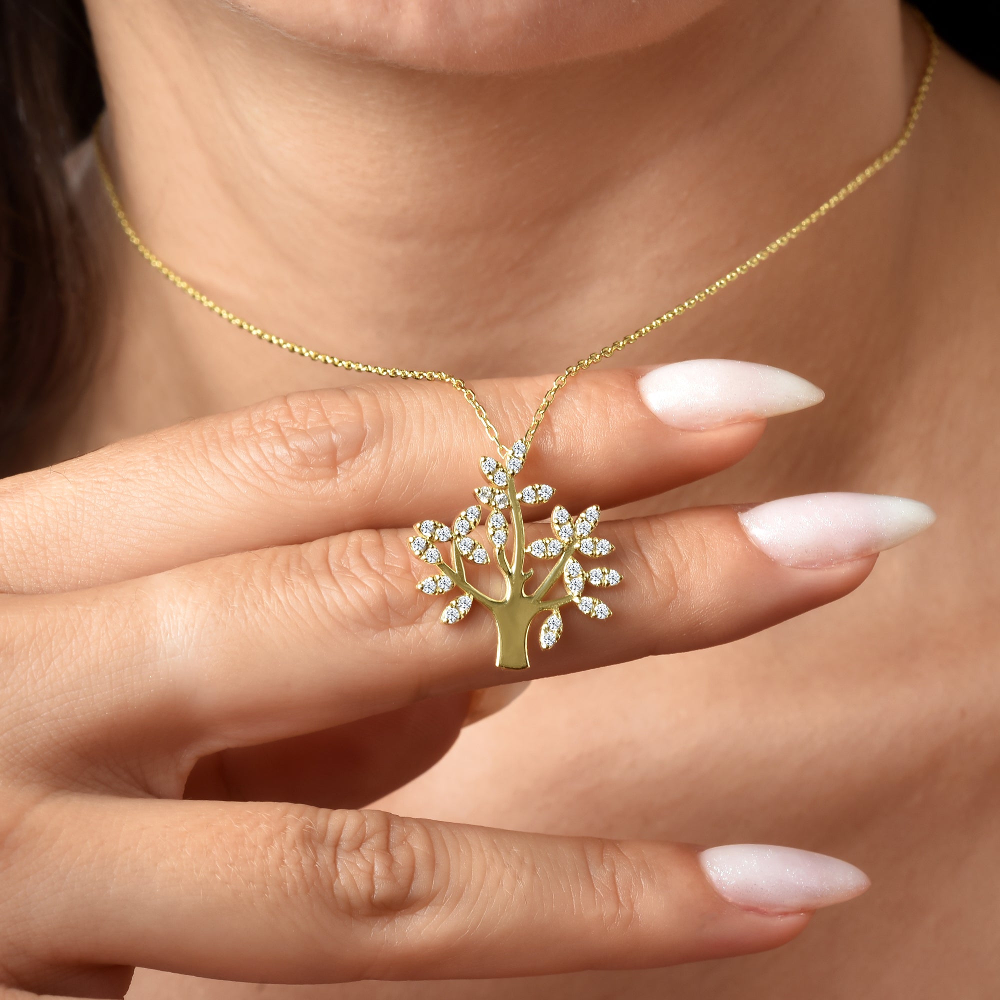 Tree of life Diamond Necklace 14K Gold