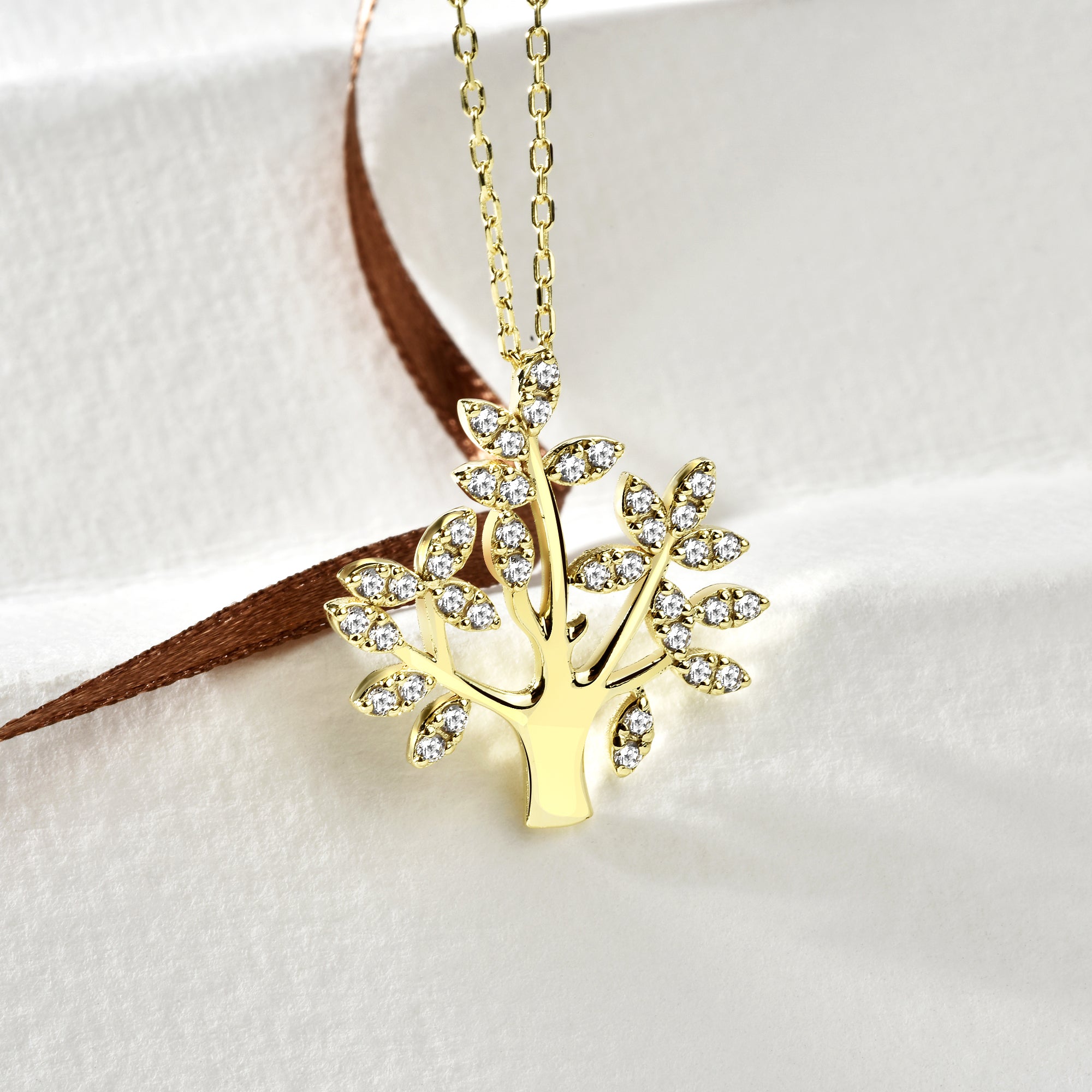 Tree of life Diamond Necklace 14K Gold