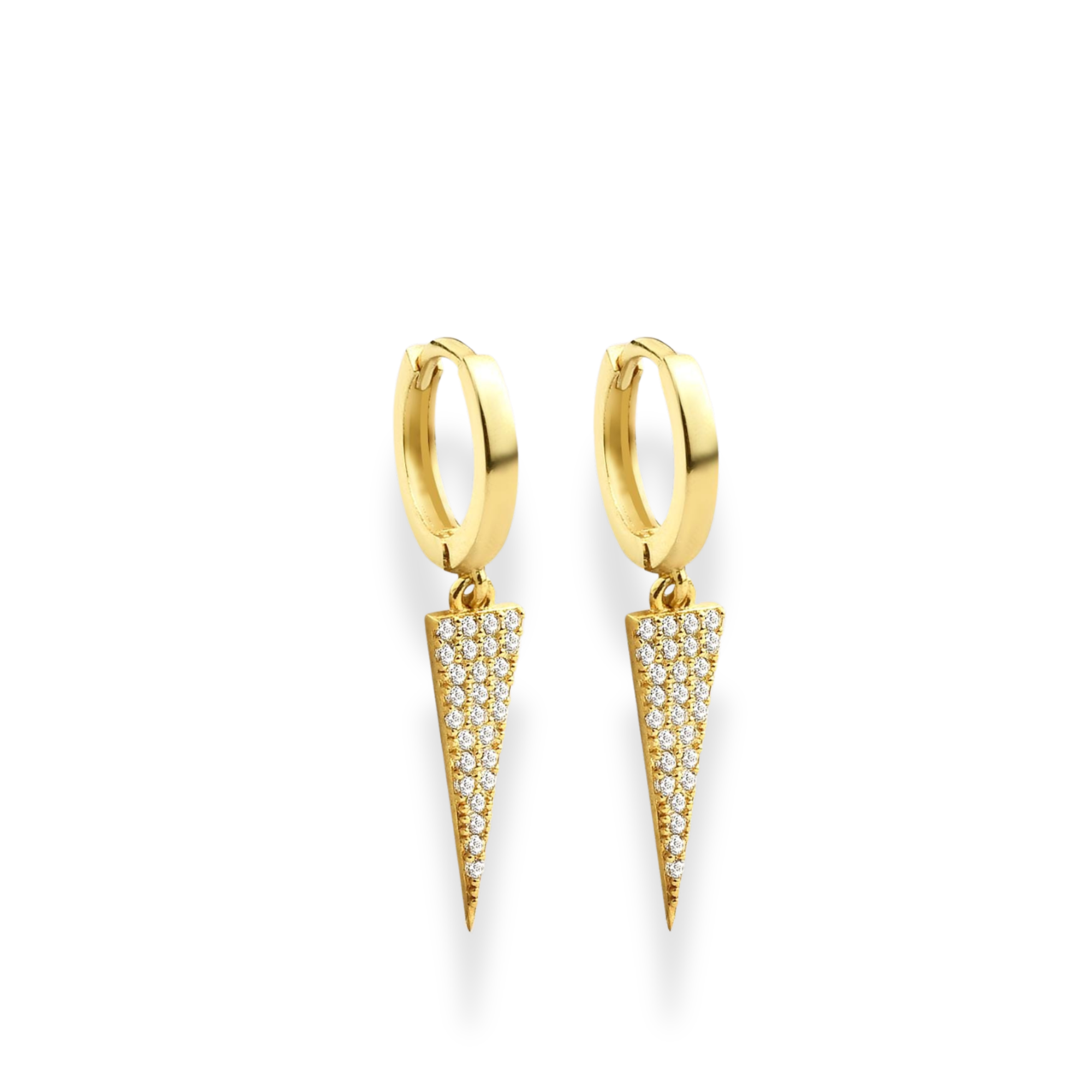 Triangle Dangle Diamond Hoops Earrings 14K Gold
