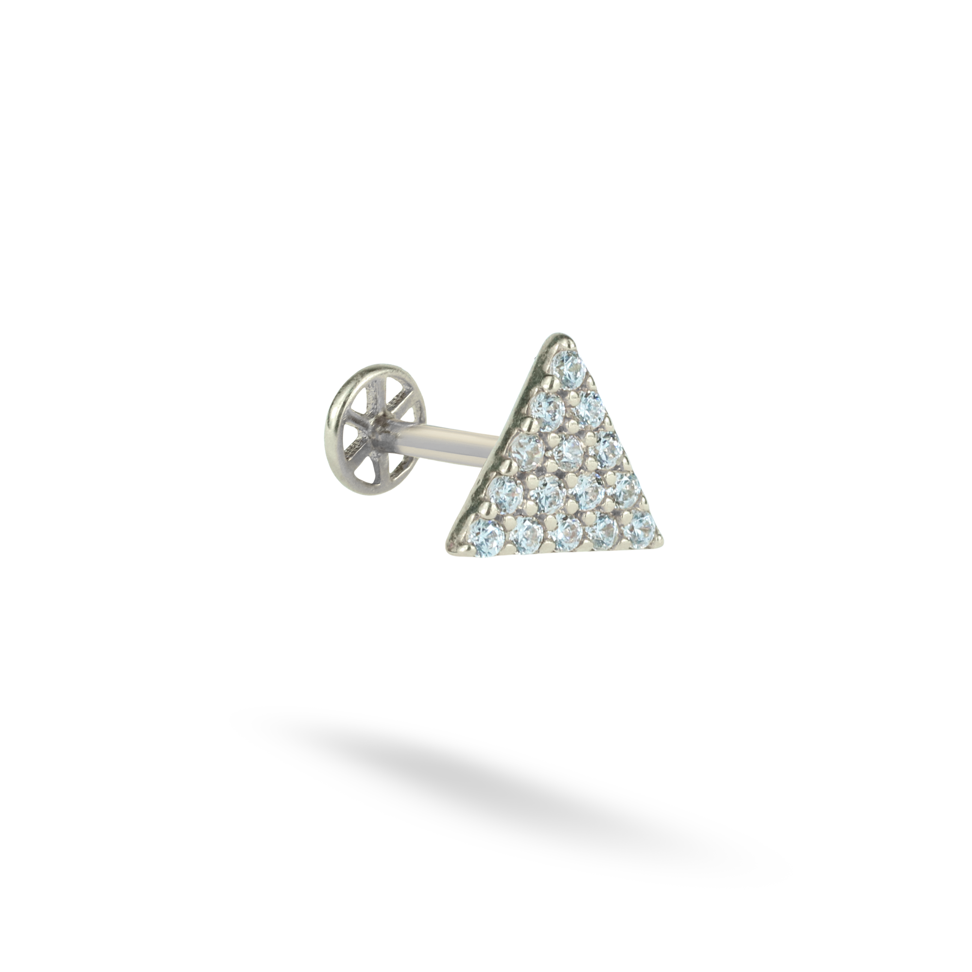 Triangle Flatback Ear Piercing 14K Gold with CZ Stone