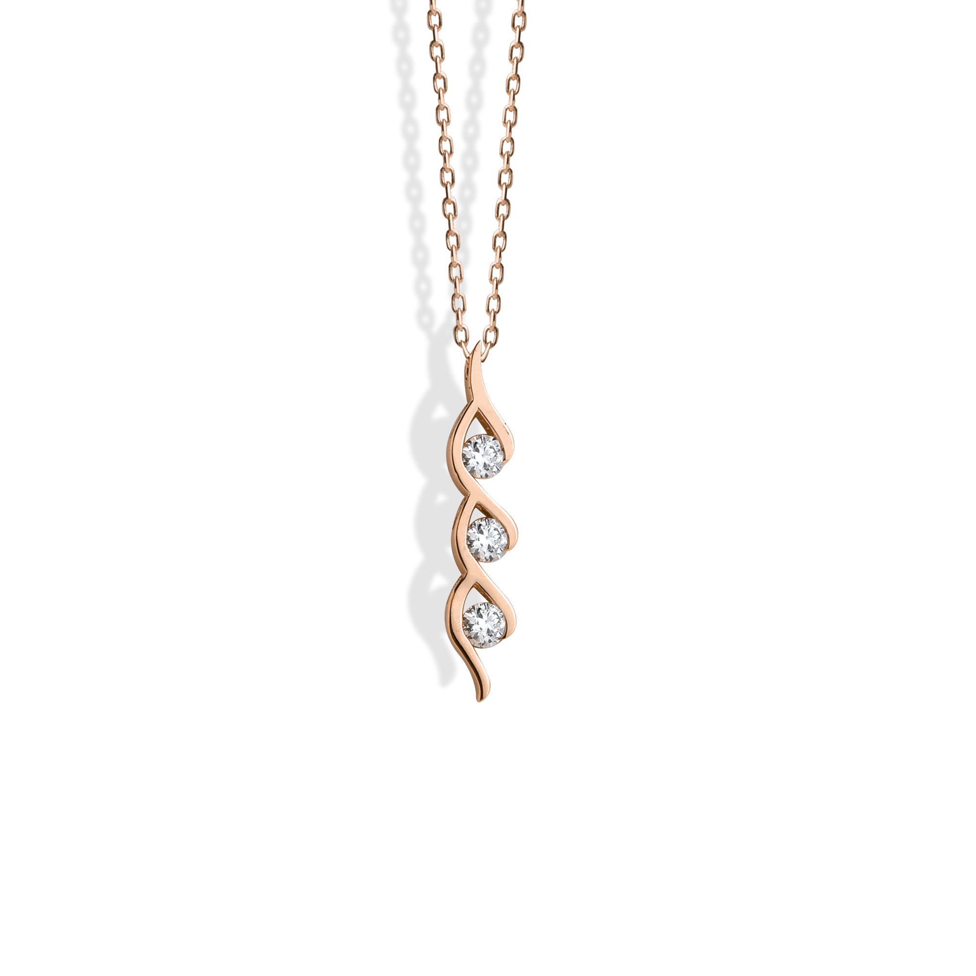 Trio Stone Diamond Necklace 14K Gold / Silver