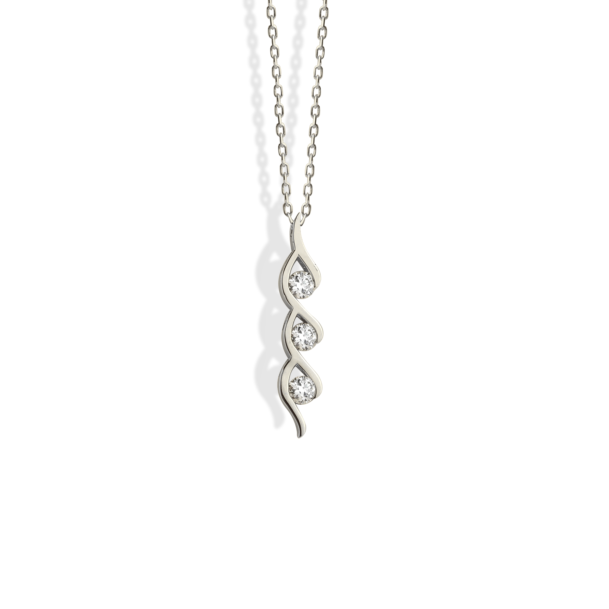 Trio Stone Diamond Necklace 14K Gold / Silver