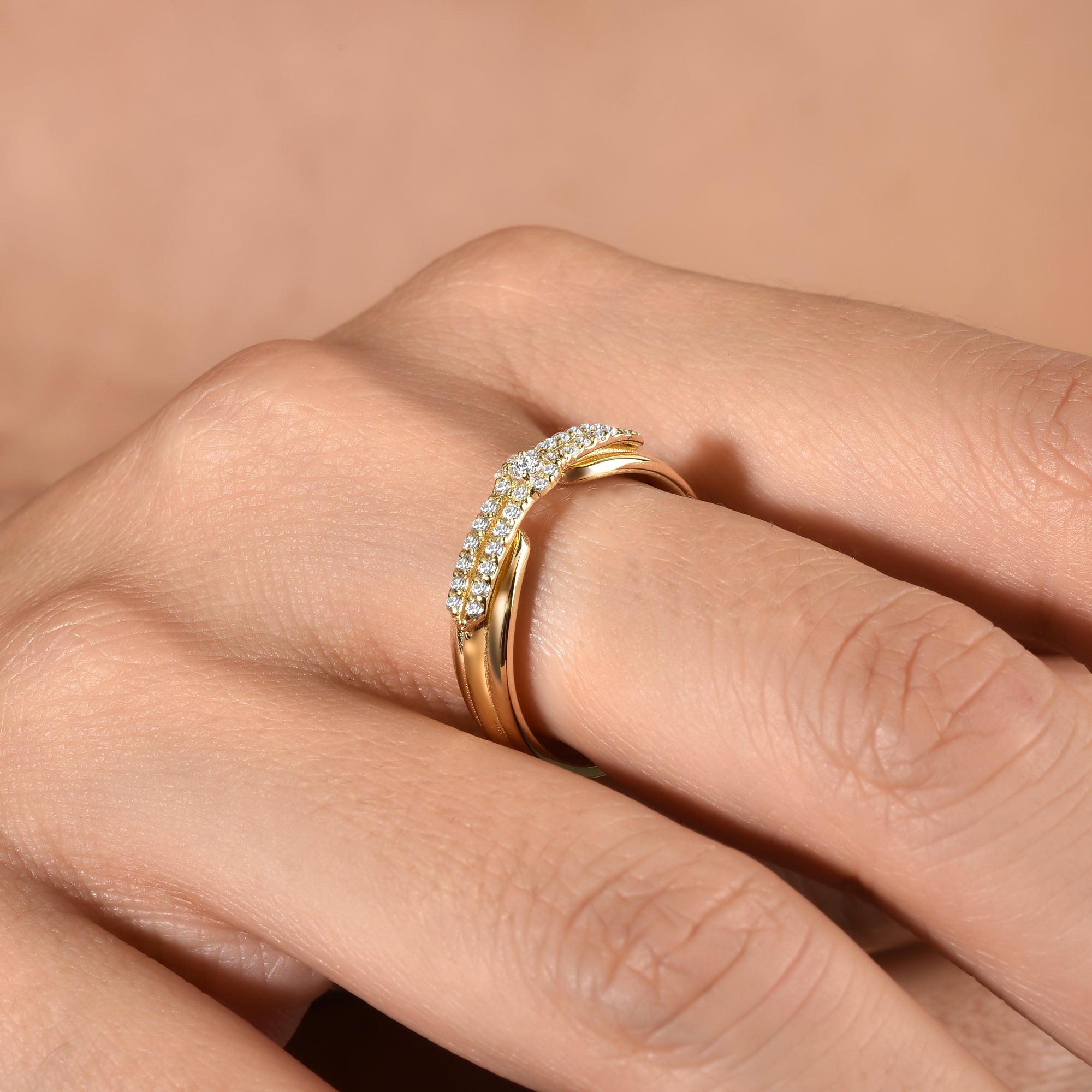 Triple Array Diamond Ring 14K Gold