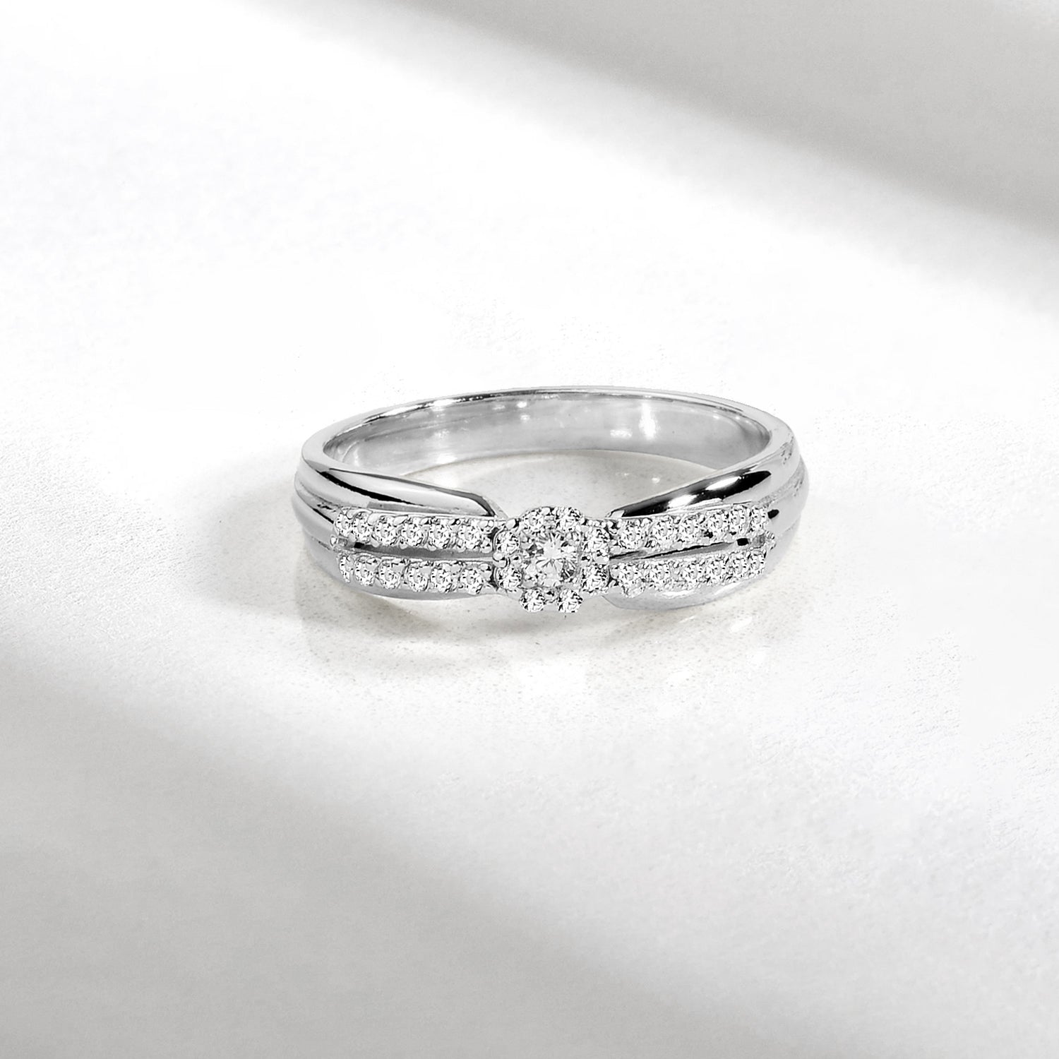 Triple Array Diamond Ring 14K Gold