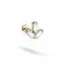 Triple Side Flatback Ear Piercing 14K Gold with CZ Stone