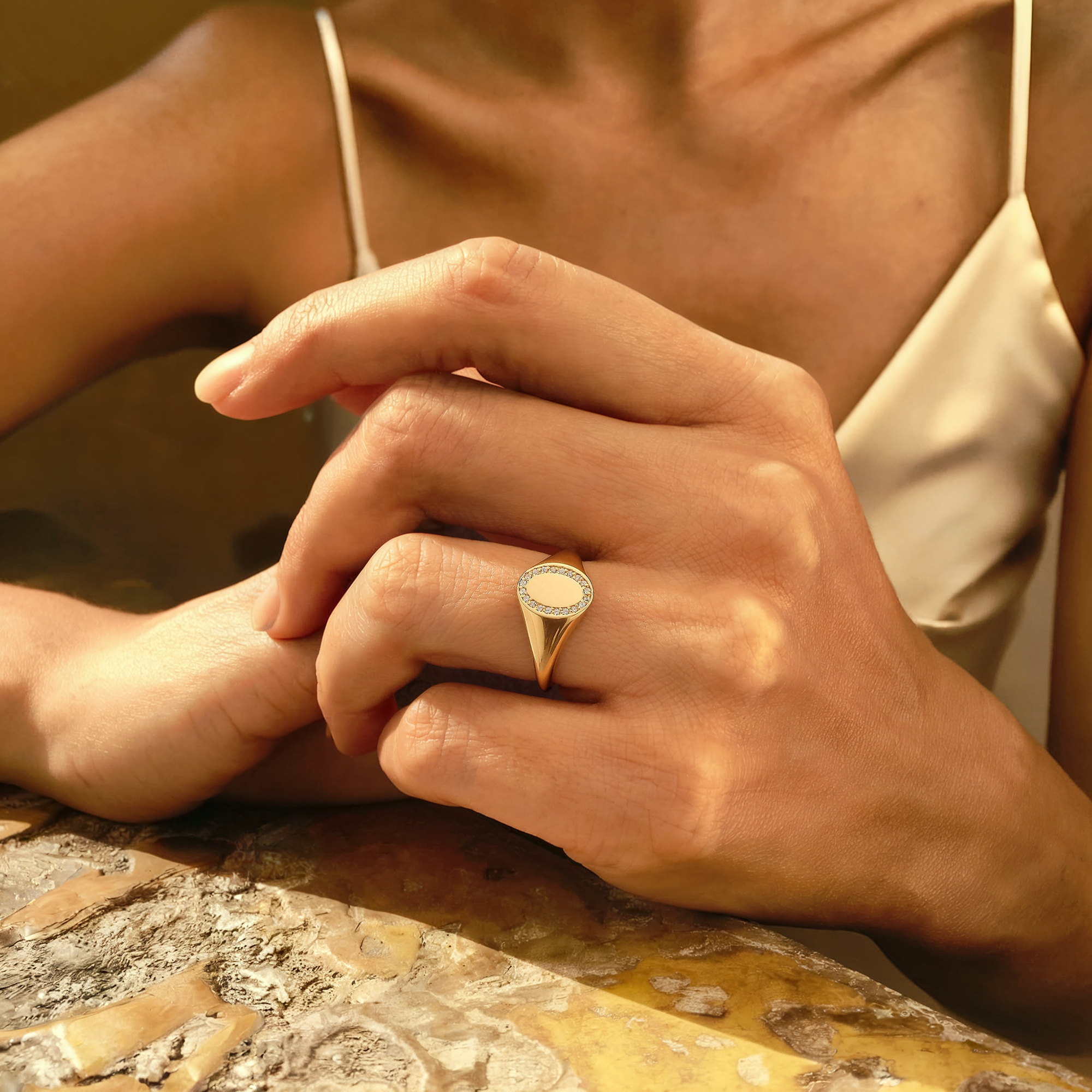 Glimmering Halo Diamond Ring