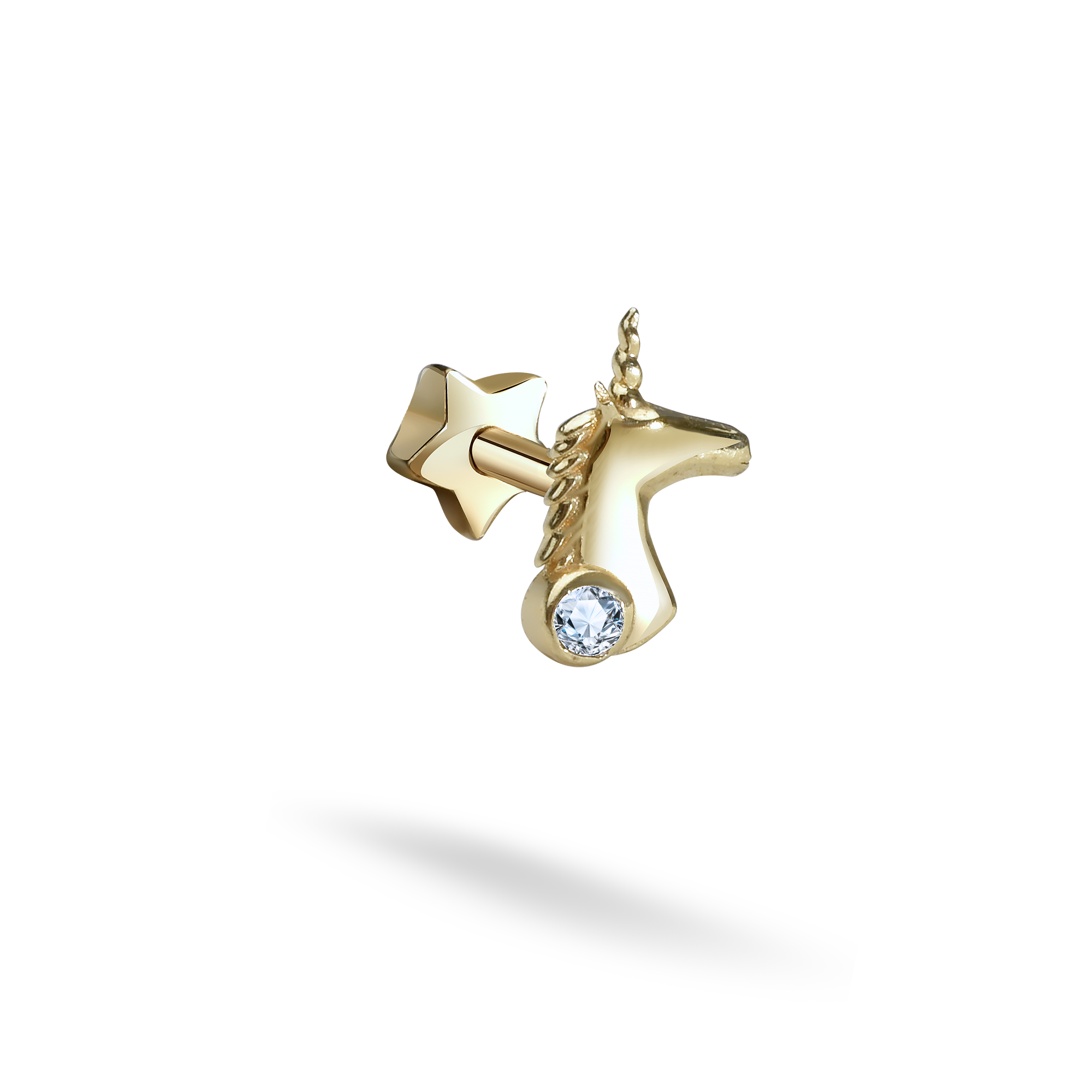 Unicorn Flatback Ear Piercing 14K Gold