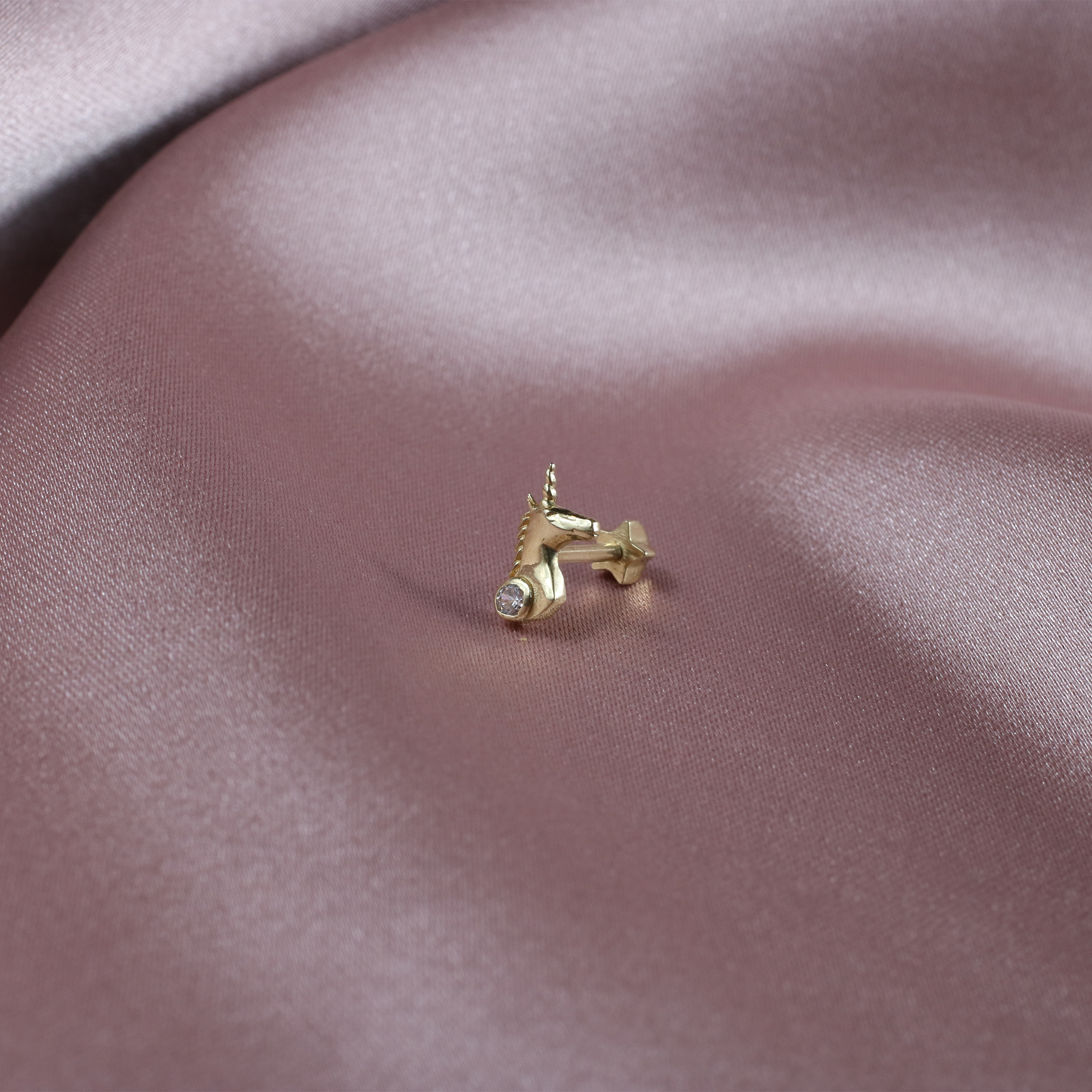 Unicorn Flatback Ear Piercing 14K Gold
