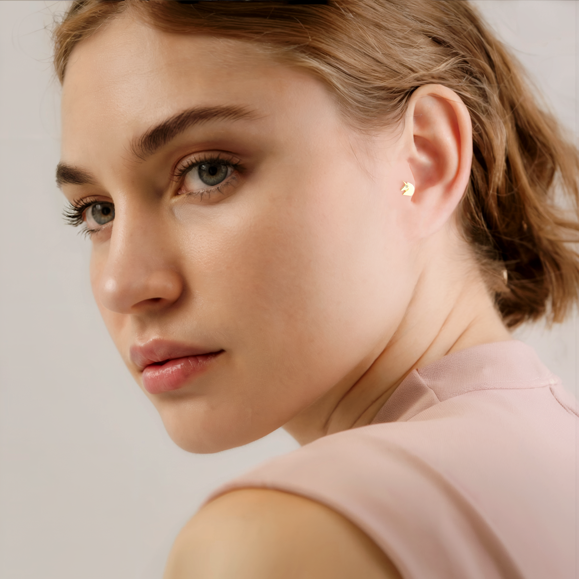 Unicorn Flatback Ear Piercing 14K Gold