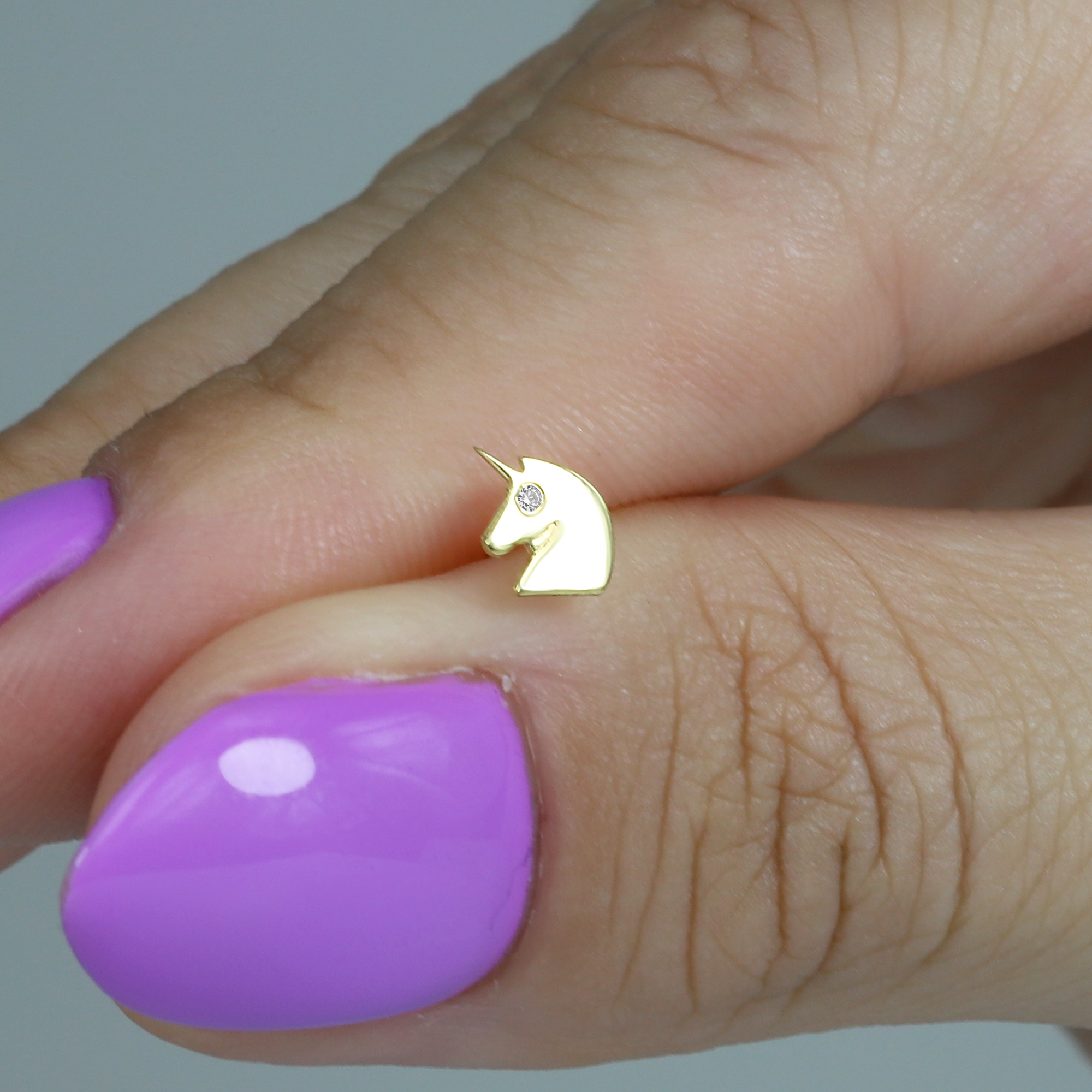 Unicorn Flatback Ear Piercing 14K Gold