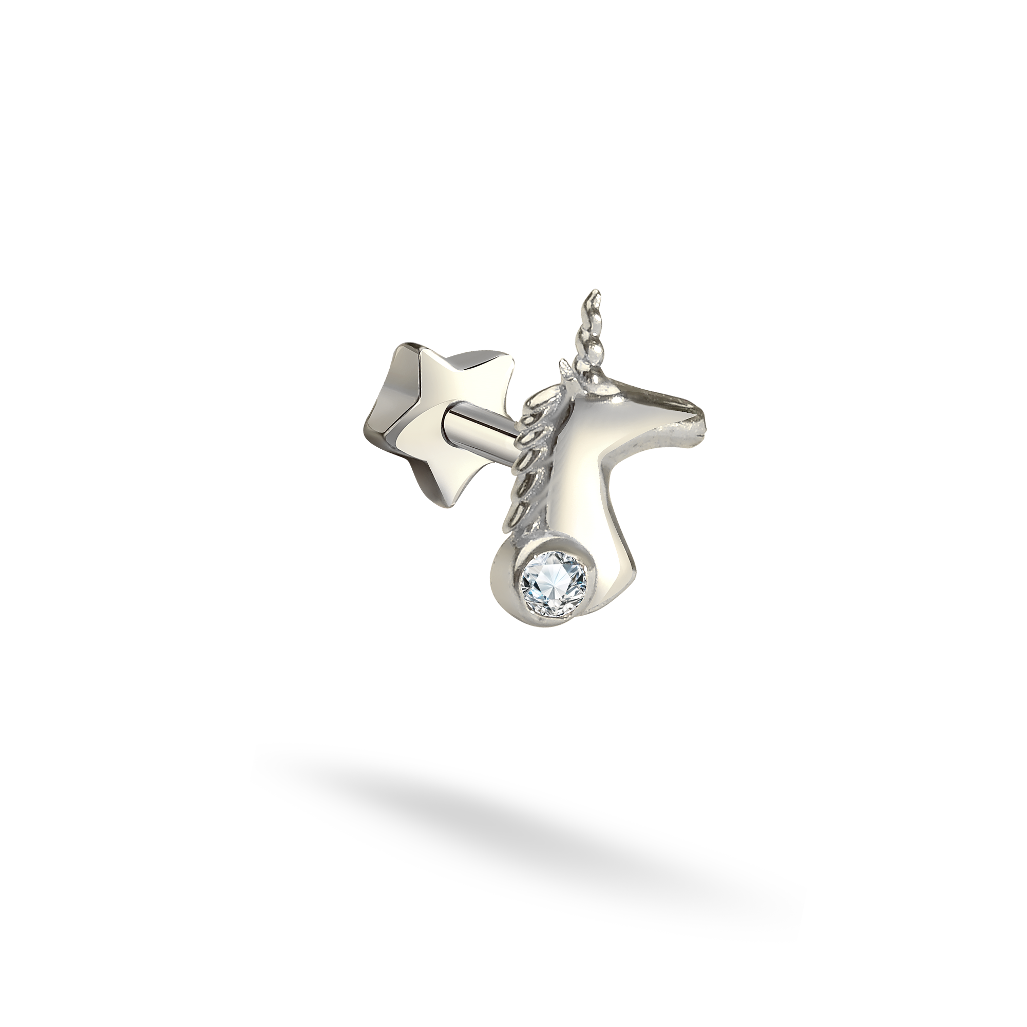 Unicorn Flatback Ear Piercing 14K Gold