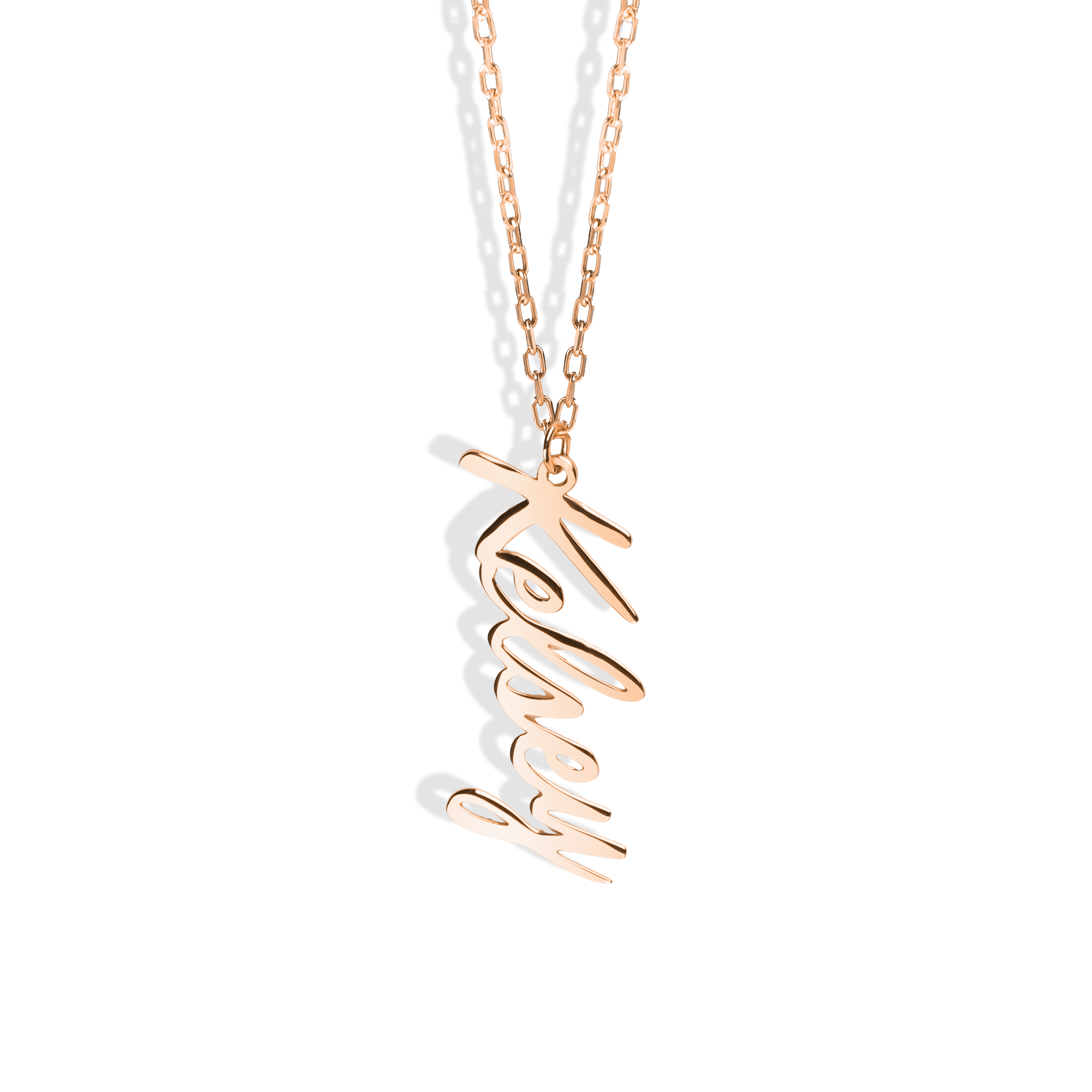 Unique Vertical Personalized Name Custom Necklace 14K Gold