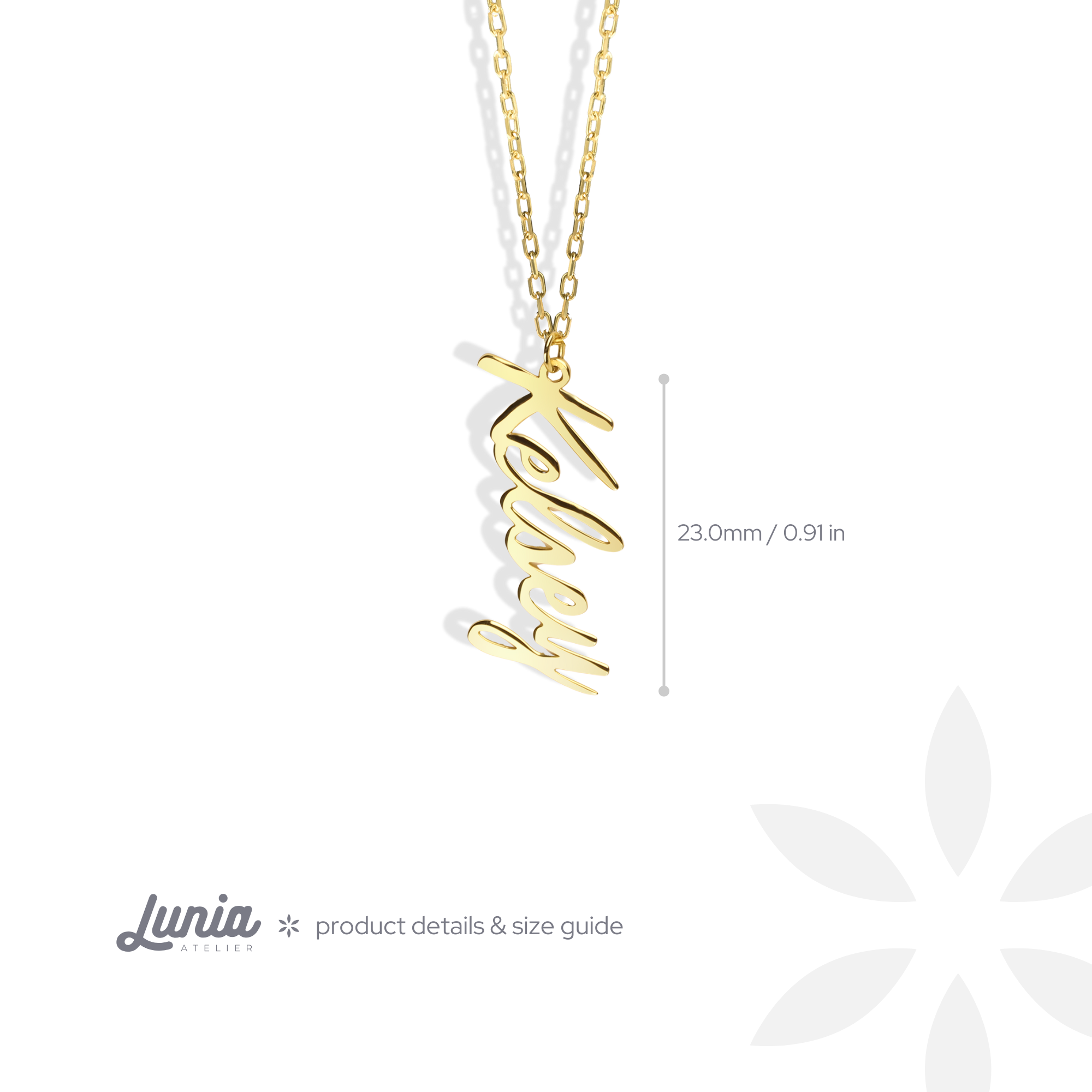 Unique Vertical Personalized Name Custom Necklace 14K Gold
