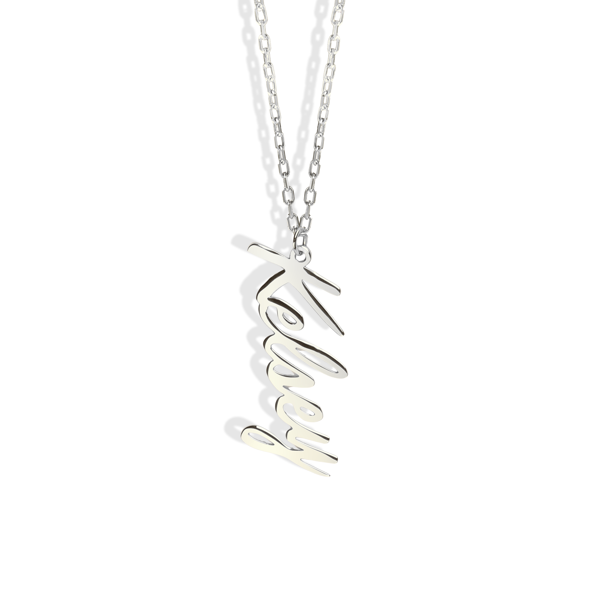 Unique Vertical Personalized Name Custom Necklace 14K Gold