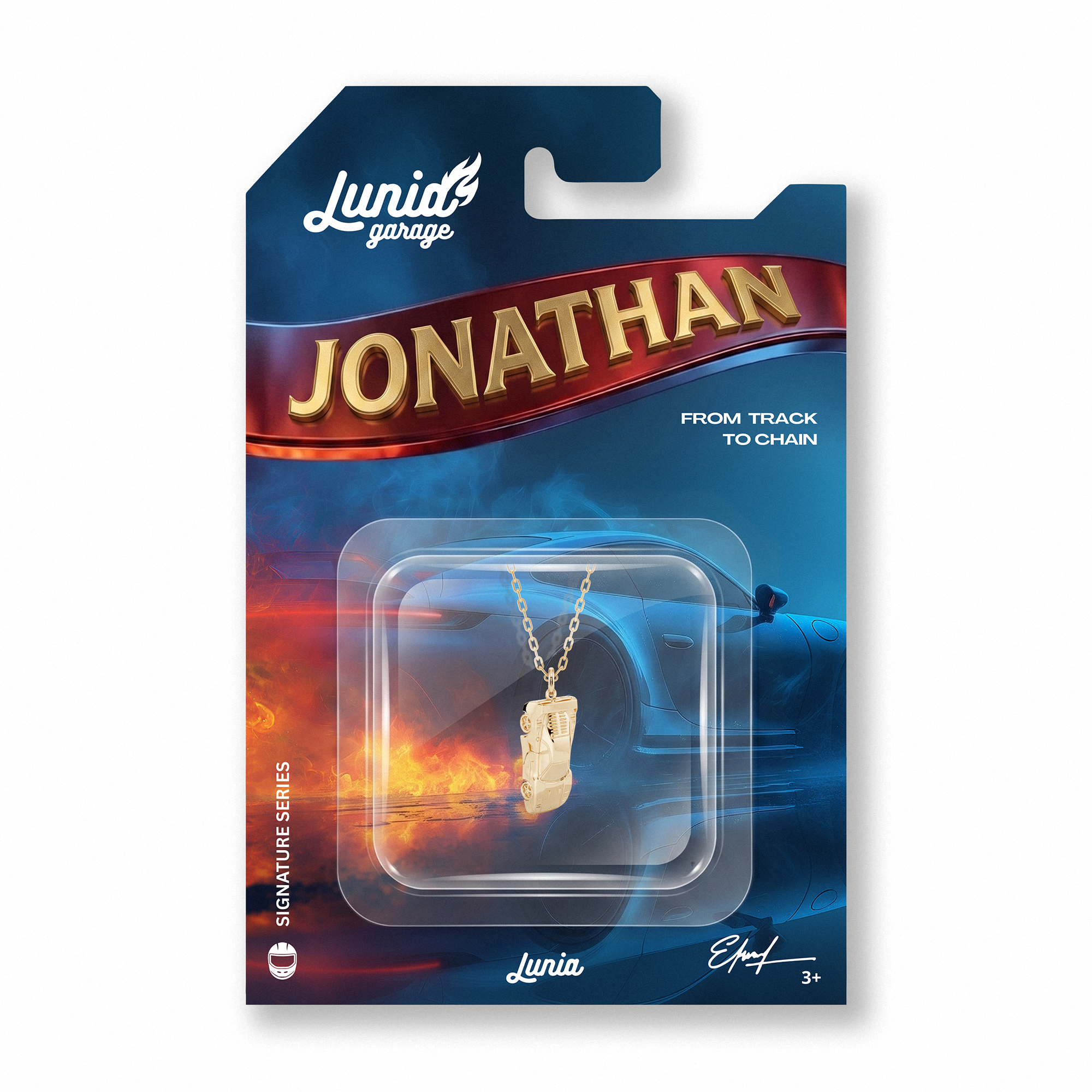 V12 Supercar Diecast Model Car Necklace 14K Gold / Silver