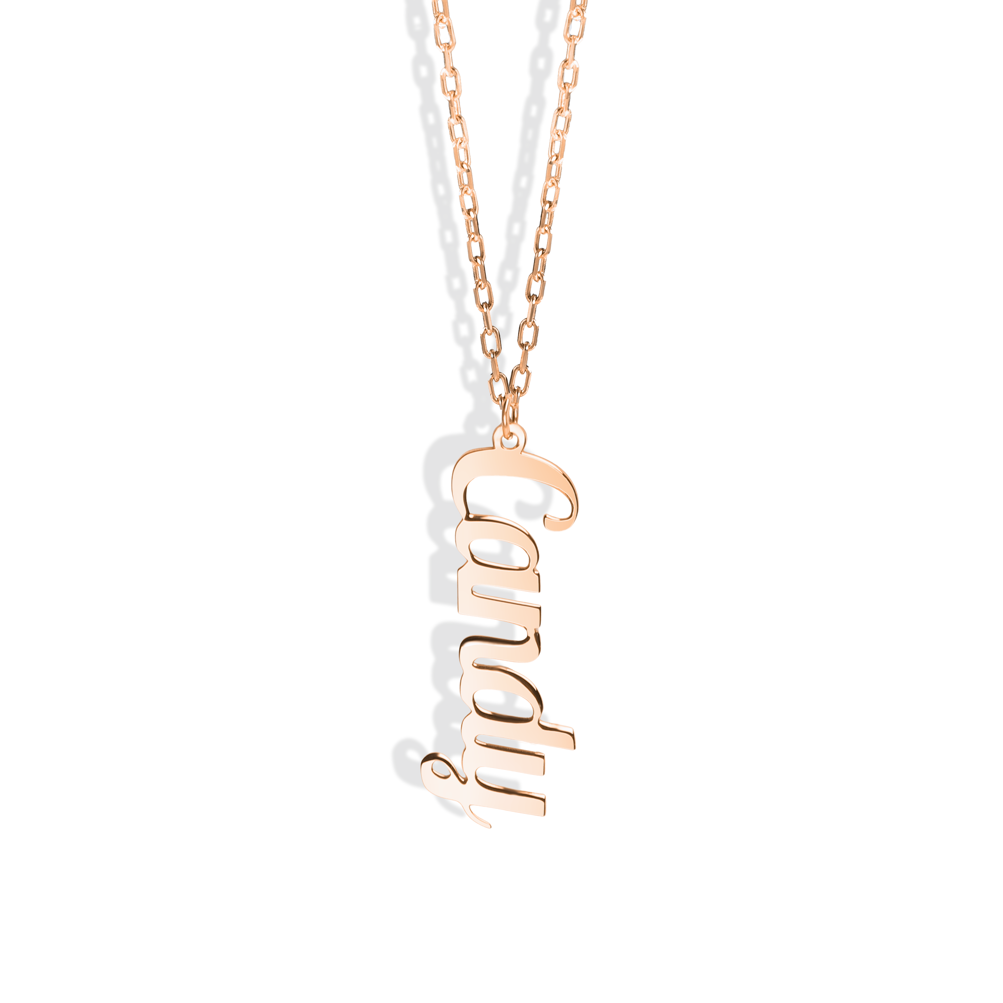 Vertical Personalized Name Custom Necklace 14K Gold