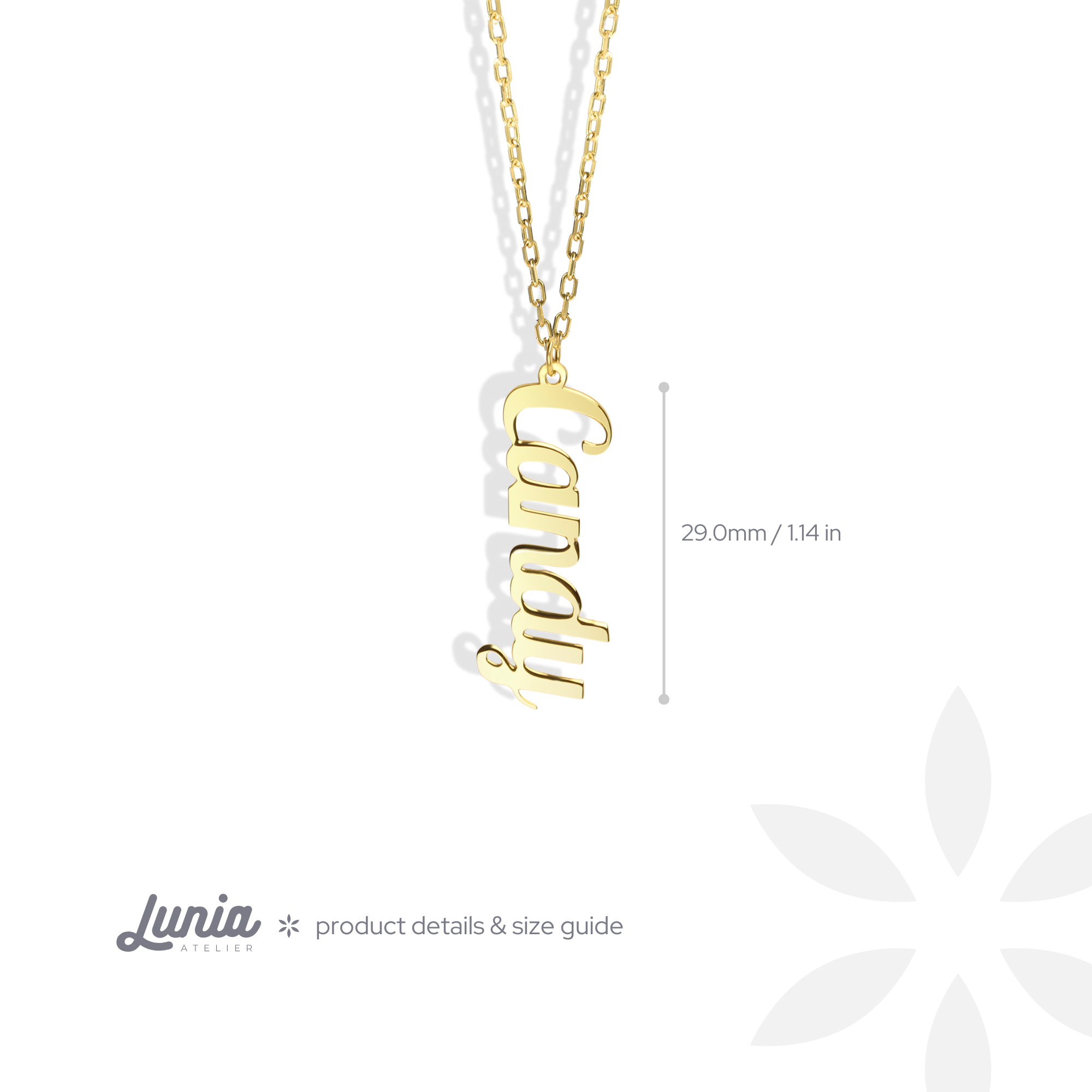Vertical Personalized Name Custom Necklace 14K Gold