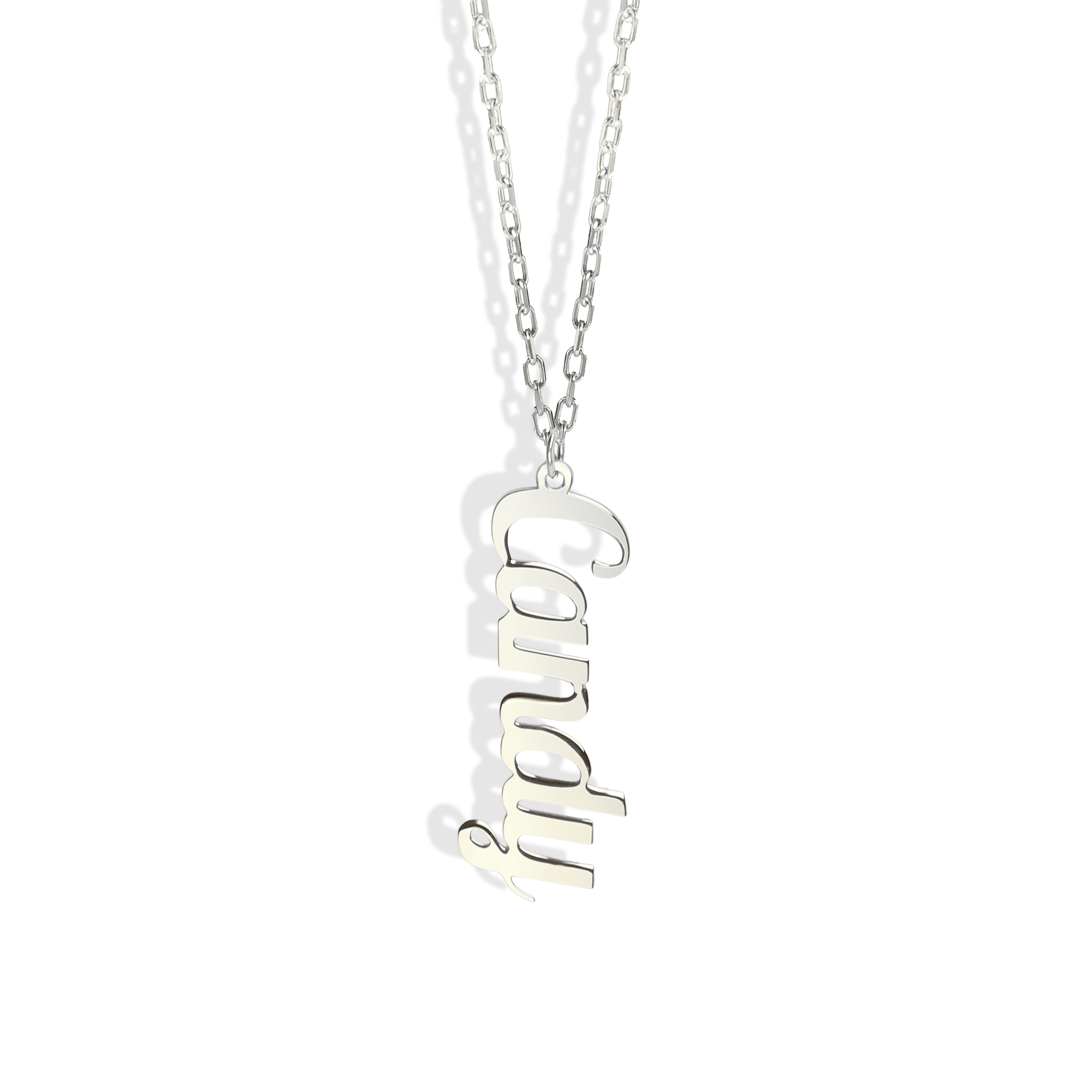 Vertical Personalized Name Custom Necklace 14K Gold