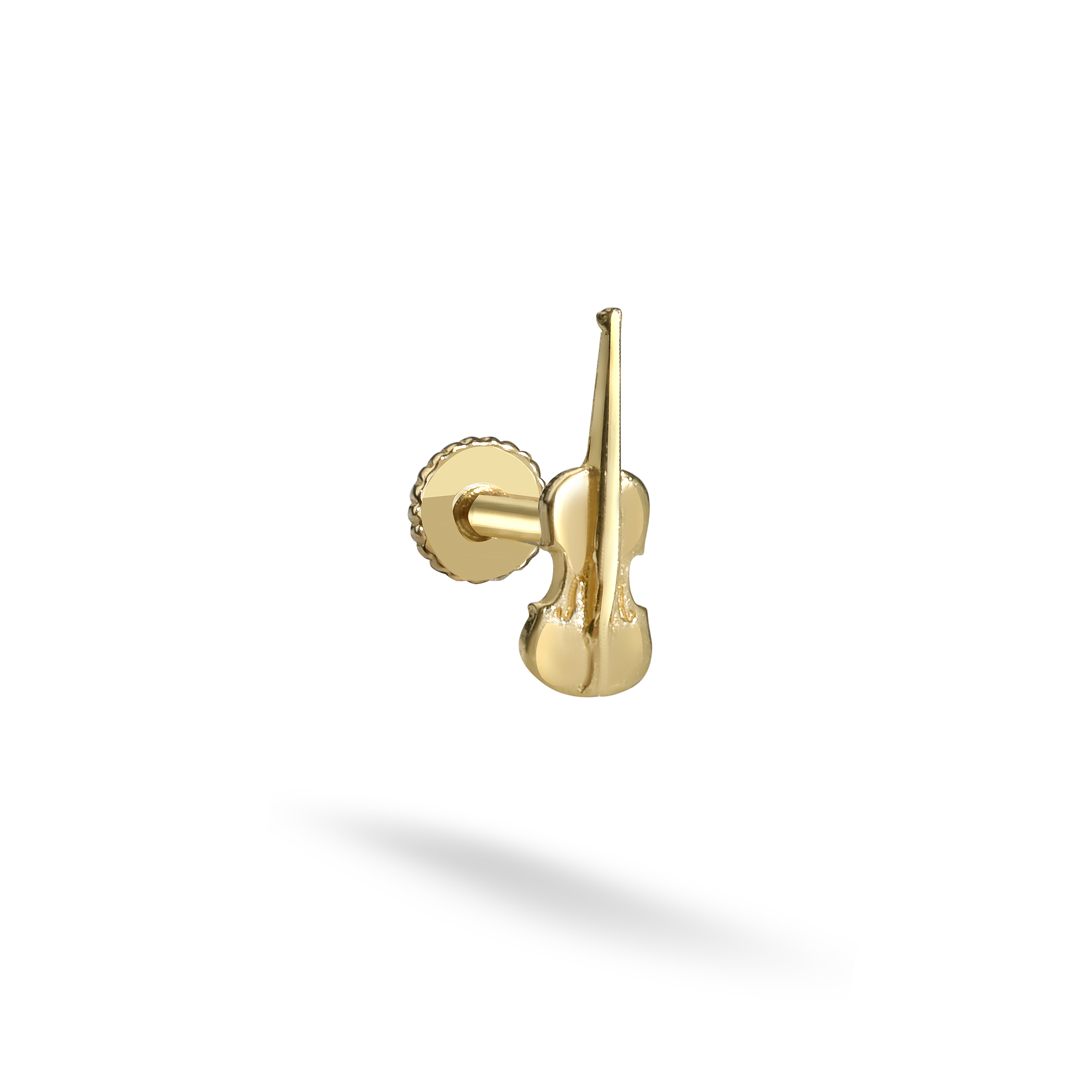 Violin Flatback Ear Piercing 14K Gold