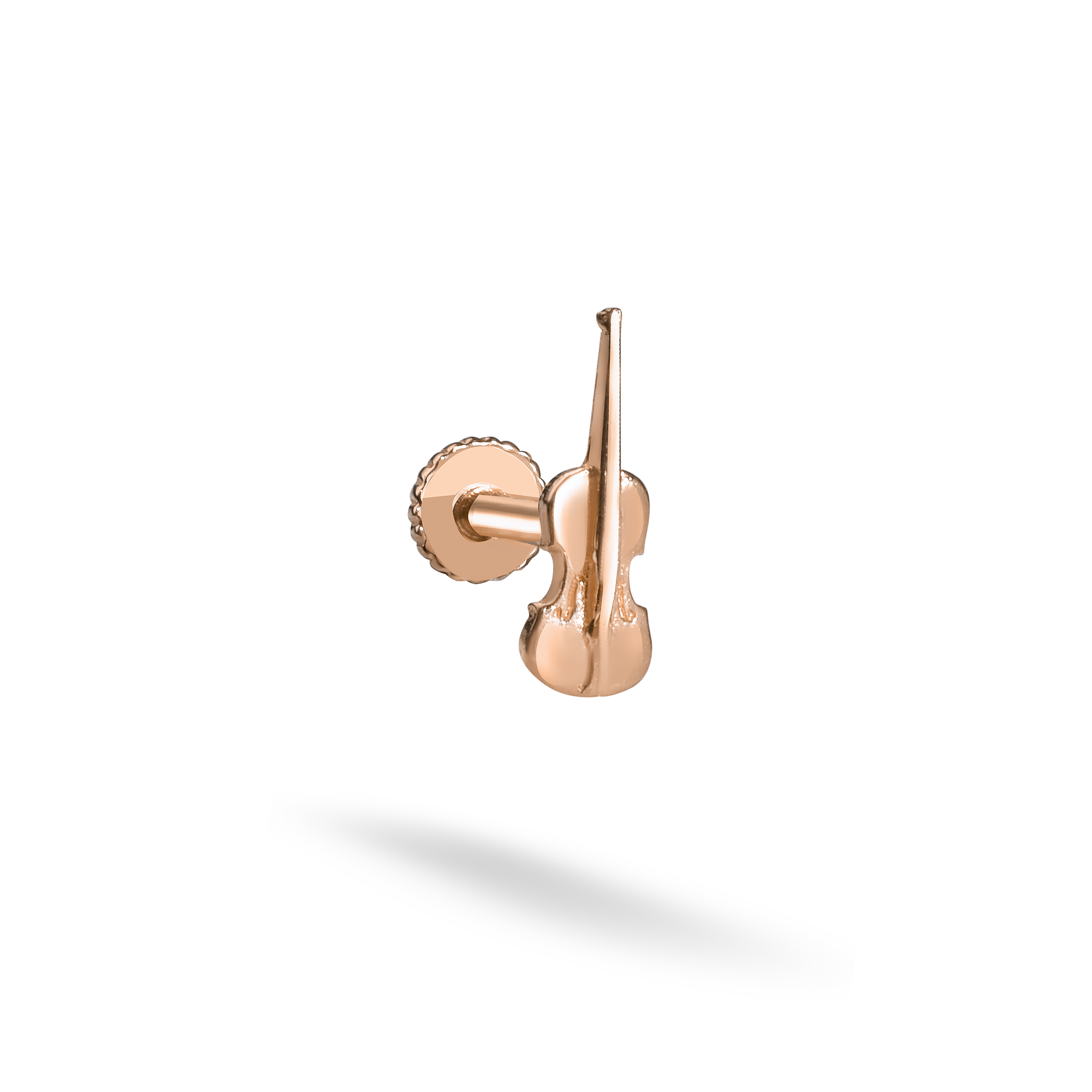 Violin Flatback Ear Piercing 14K Gold