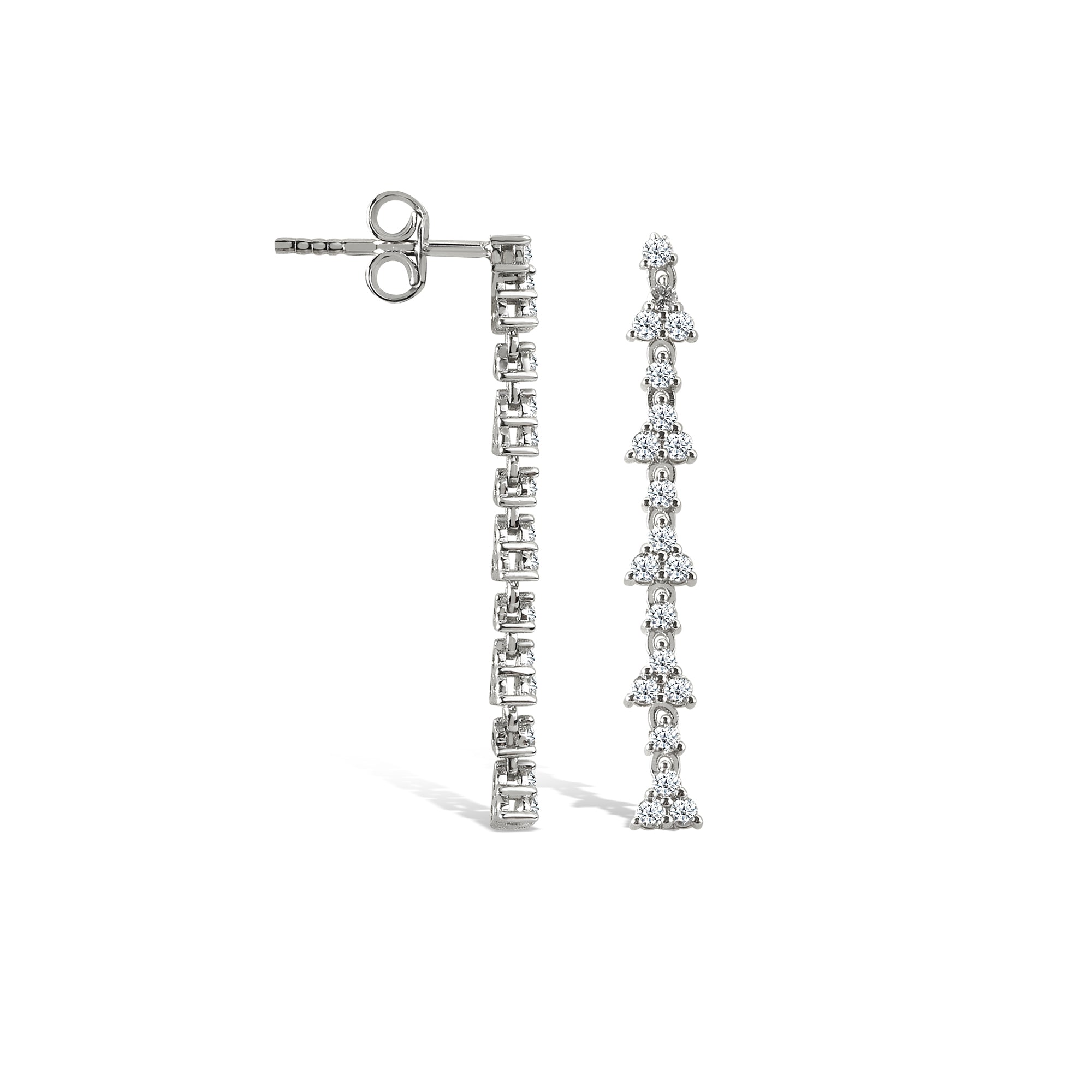 Waterway Dangle Diamond Flatback Earrings 14K Gold