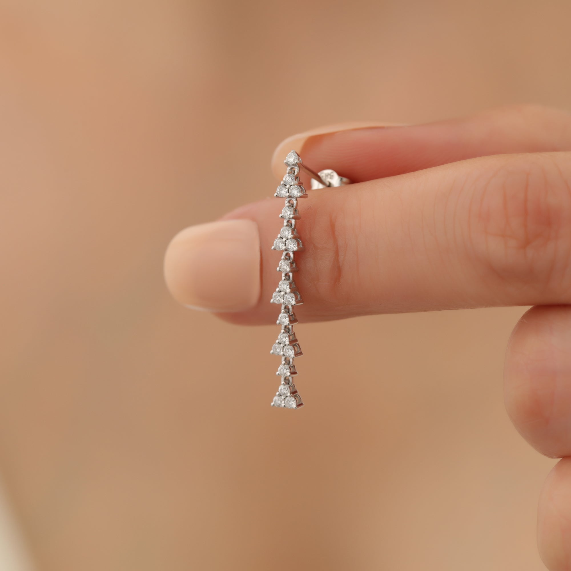 Waterway Dangle Diamond Flatback Earrings 14K Gold