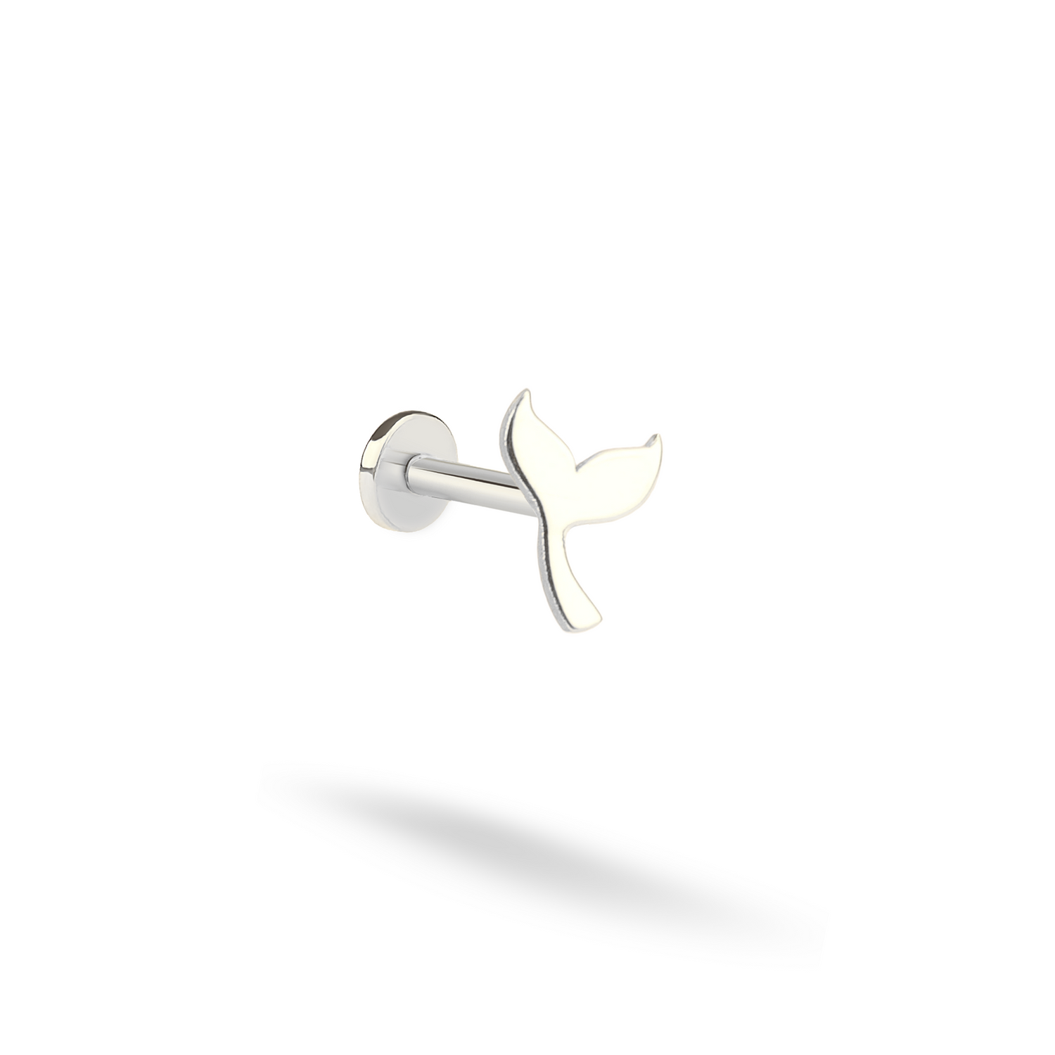 Whale Tail Flatback Ear Piercing 14K Gold