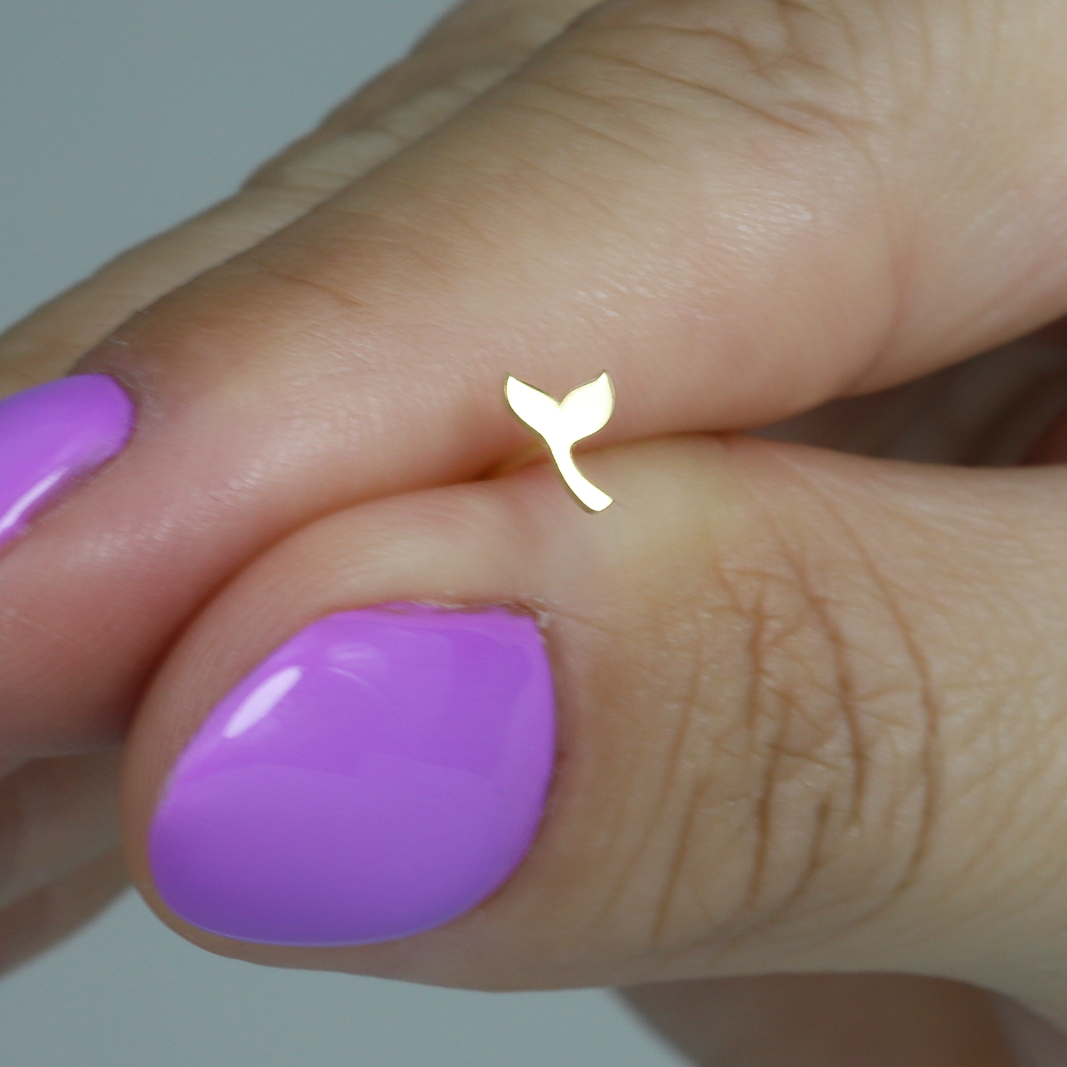 Whale Tail Flatback Ear Piercing 14K Gold