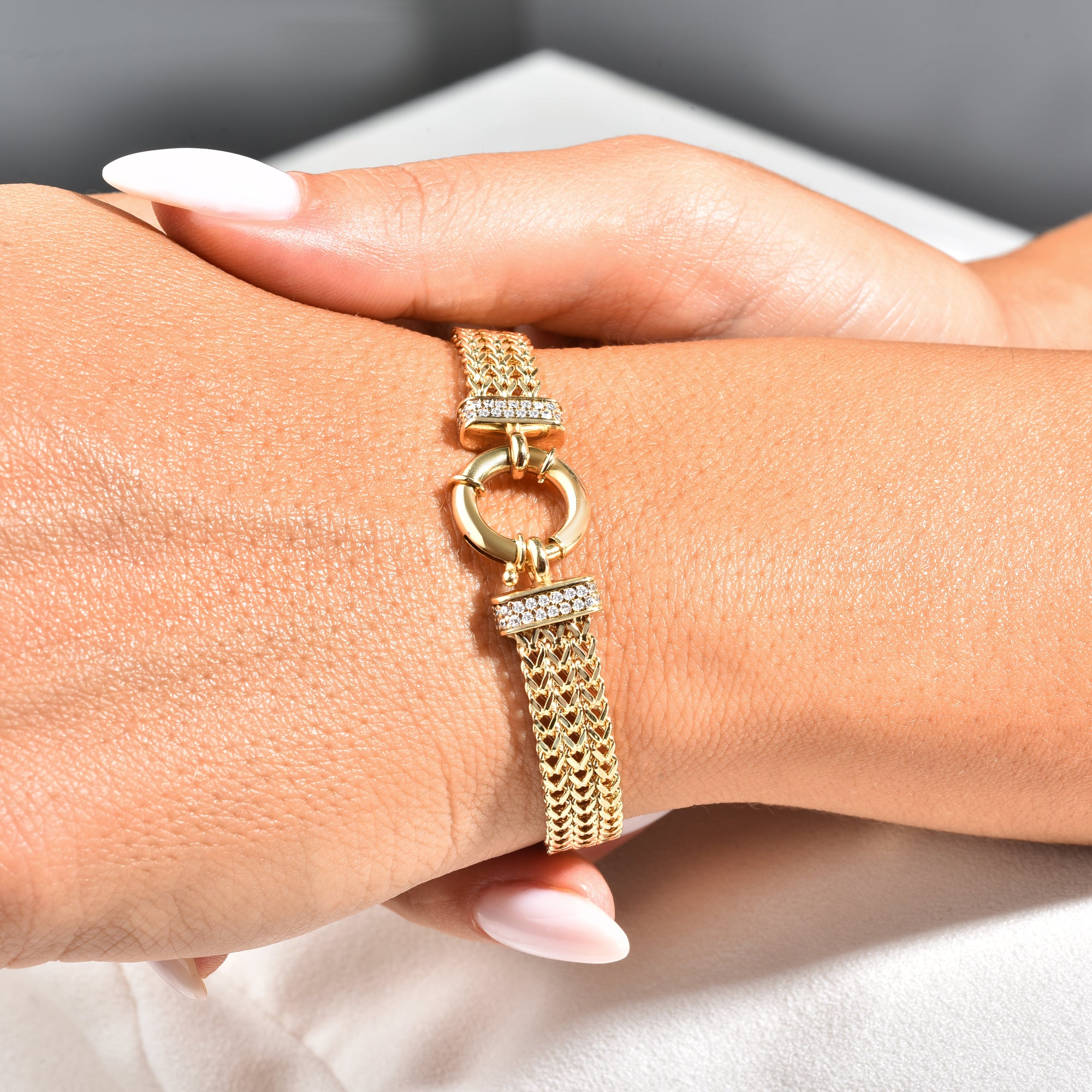 Woven Gold Triple Chain Bracelet